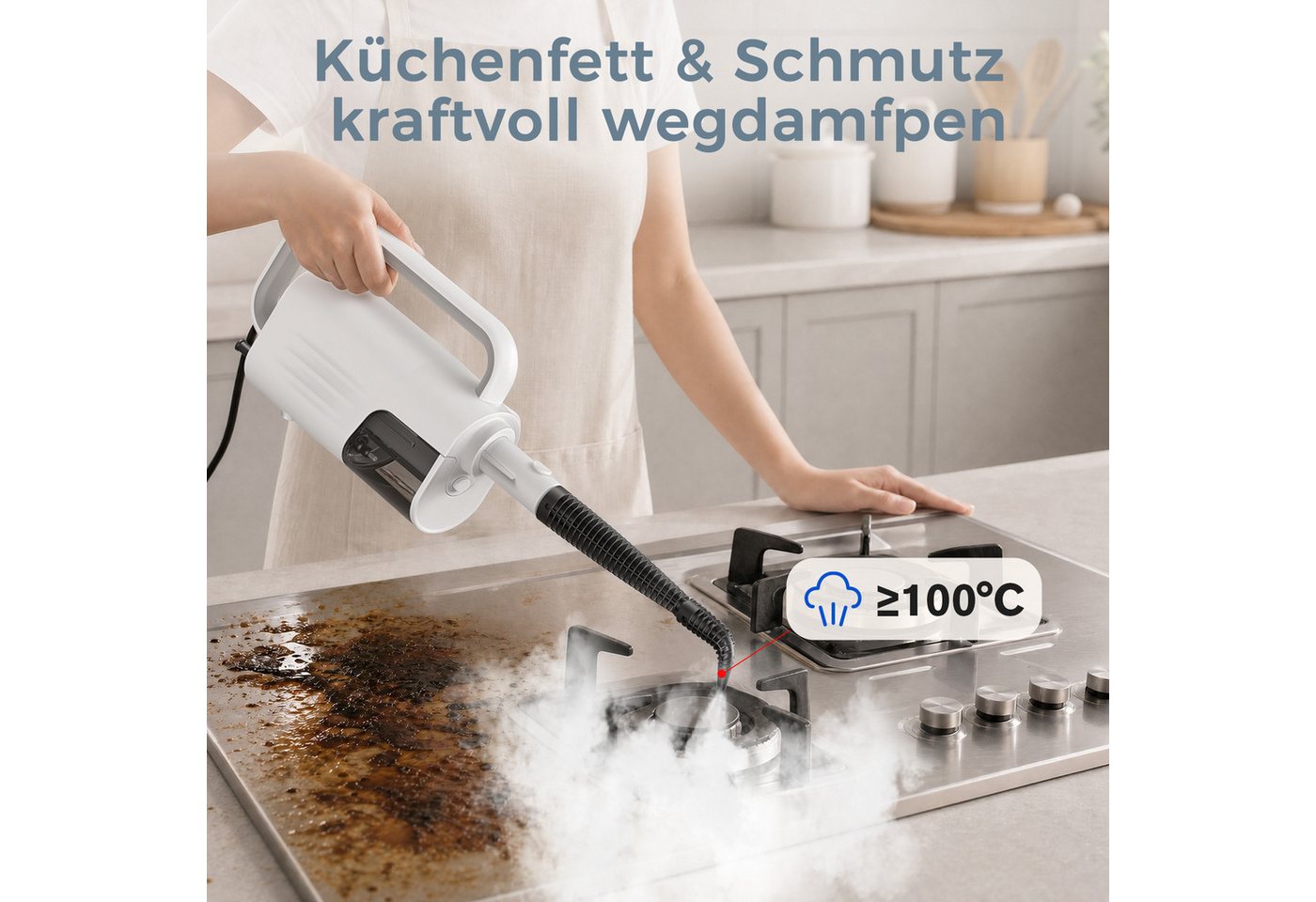Teendow Dampfreiniger Dampfreiniger Dampfmopp mit Handdampfreiniger tragbarer Reiniger, 1300 W, 350 ml Tank, ≥100°C Dampf, 15 Sek. Aufheizung, 7 m Kabel