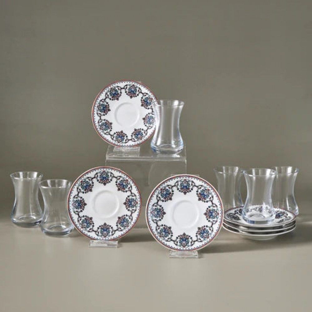 Karaca Teeservice Karaca Nakkas Türkisches Teeset 12-teilig, Bone China, 6 Pers.