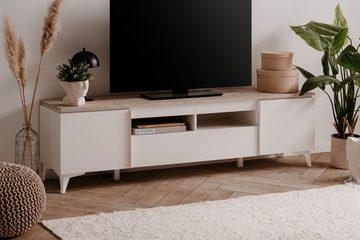 Finori Lowboard Lowboard TV-Board Bertrix, Sandstein / Weiß