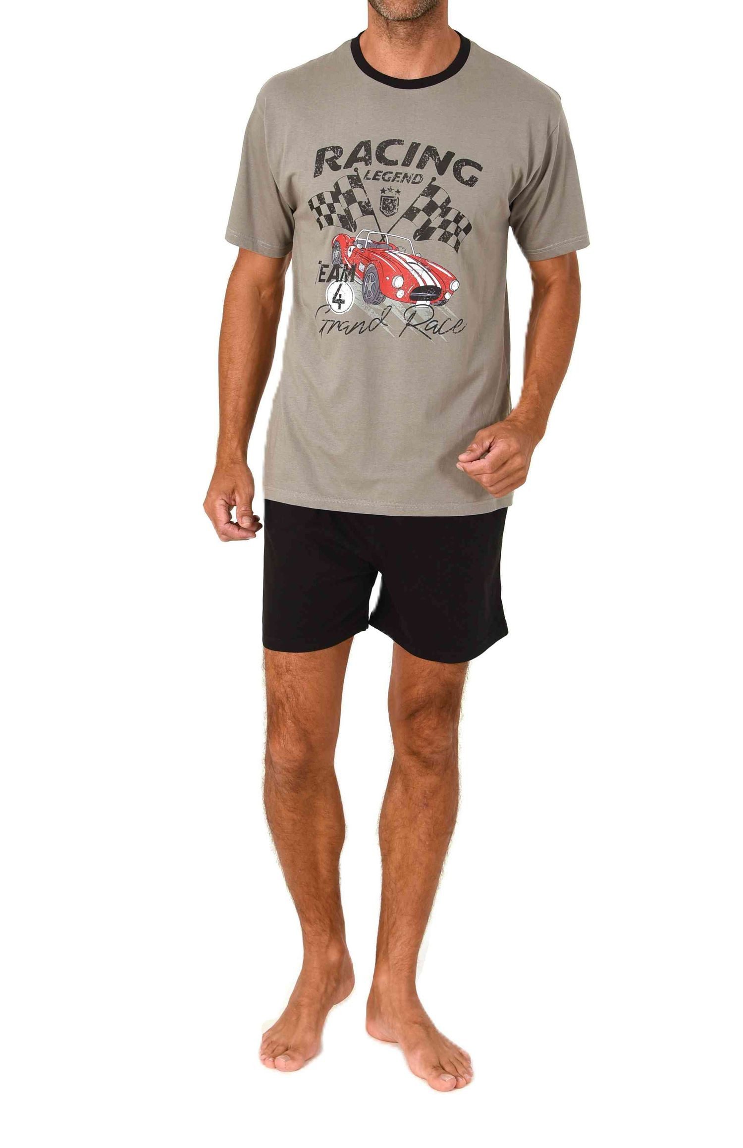 Normann Pyjama Normann Herren kurzarm Schlafanzug Shorty Pyjama mit Frontprint