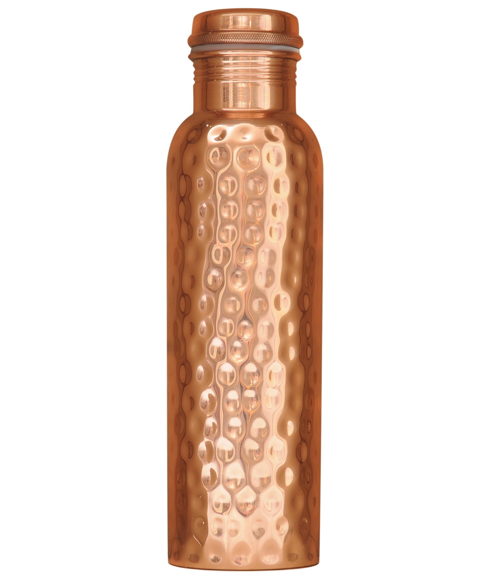 Yogishop Trinkflasche Kupferflasche gehämmert, 0,9 l, Edle Design-Kupferwasserflasche.