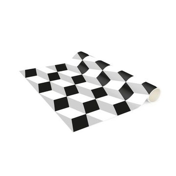 Läufer Teppich Vinyl Flur Küche Fliesen Muster funktional lang modern, Bilderdepot24, Läufer - schwarz weiß glatt