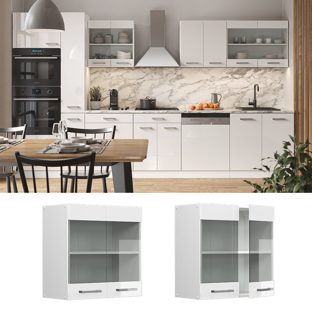 Vicco Glashängeschrank R-Line, Weiß Hochglanz/Weiß, 60 günstig online kaufen