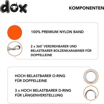 DDOXX Hundeleine Hundeleine Nylon, 3fach verstellbar, 2m, Orange