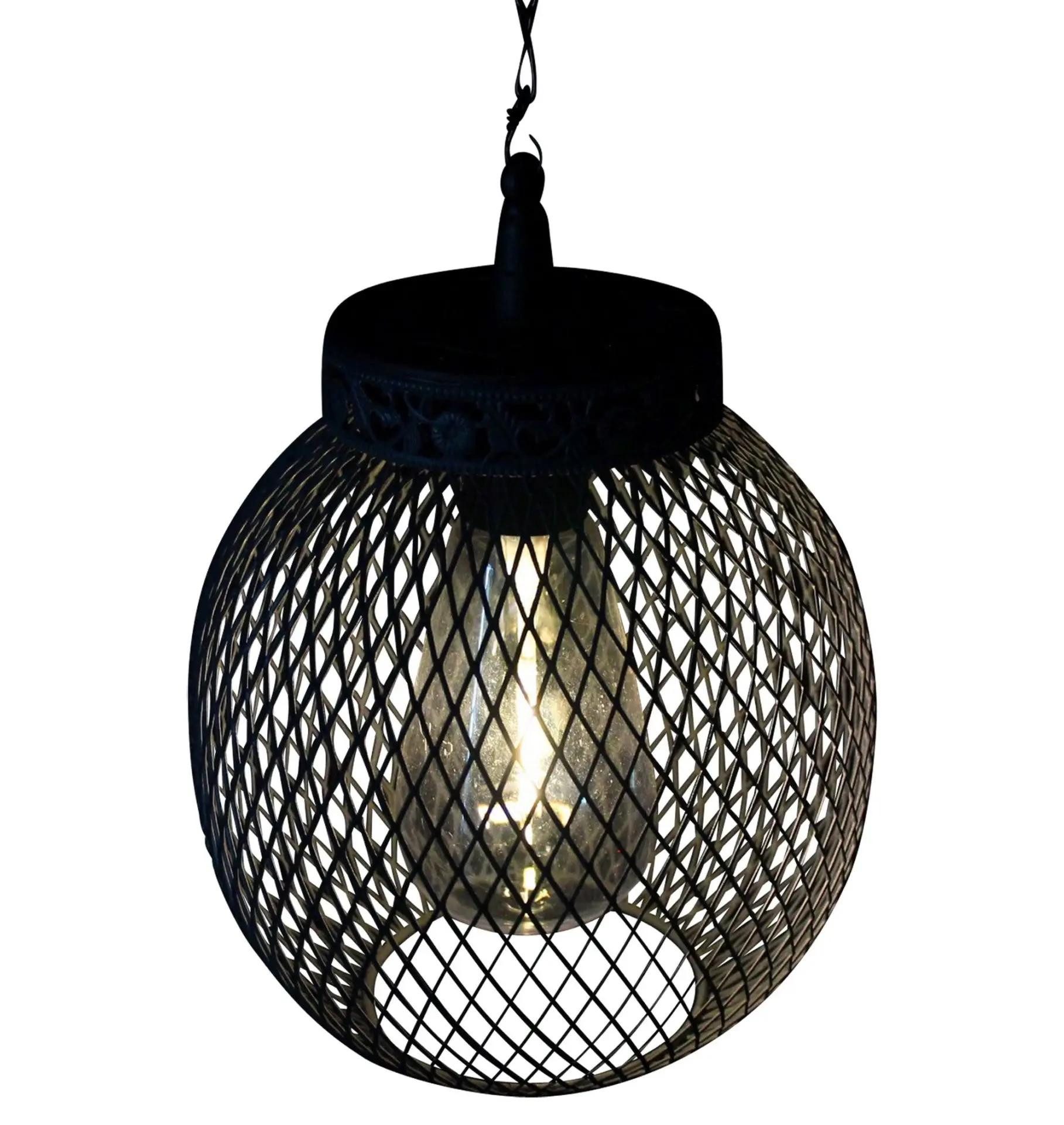 Dekoleidenschaft LED Solarleuchte Hängelaterne aus Metall, schwarz, Solar L günstig online kaufen