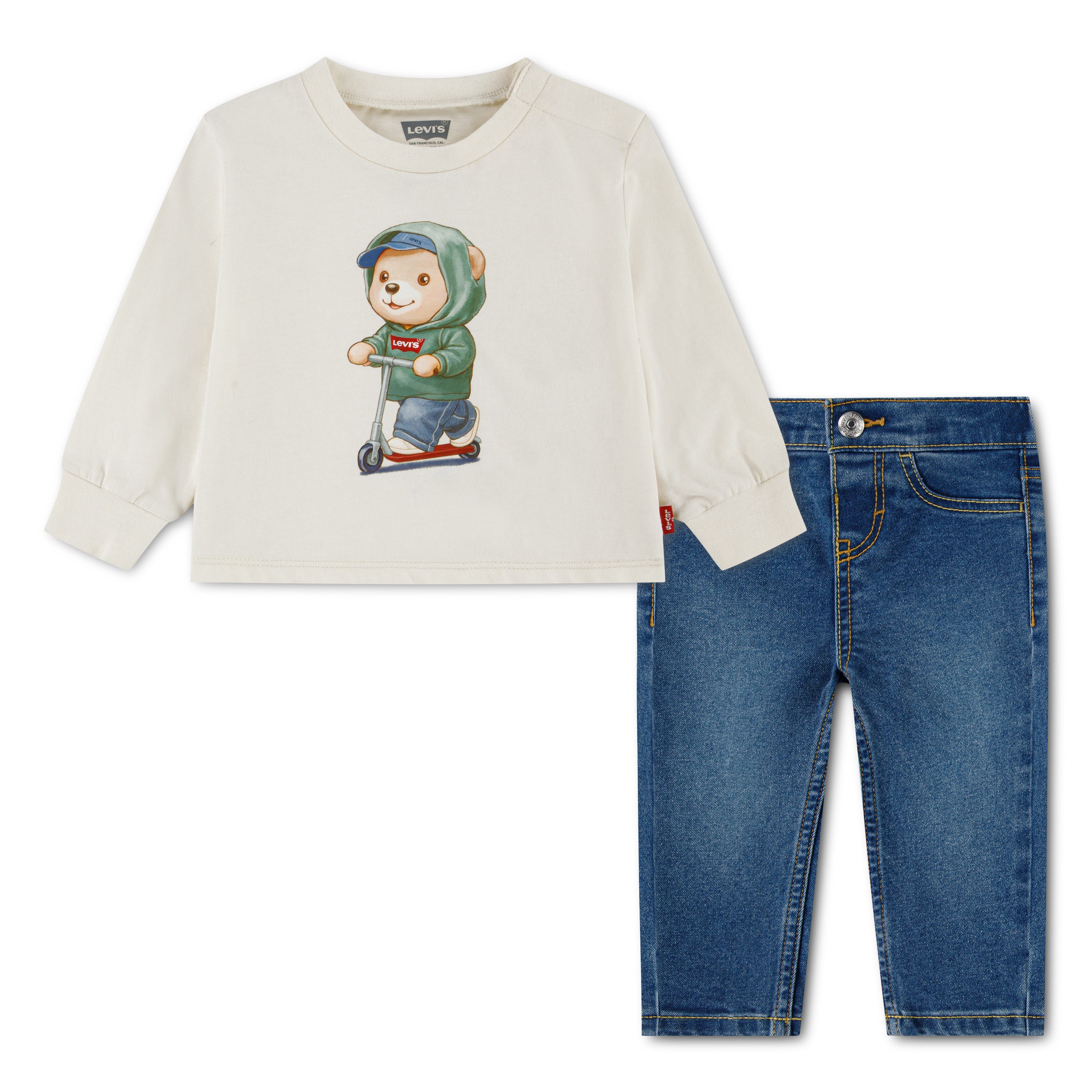 Levi's® Kids Langarmshirt & Hose LVB LS & DENIM PANT SET (Set, 2-tlg) mit Bärchenprint - for Boys