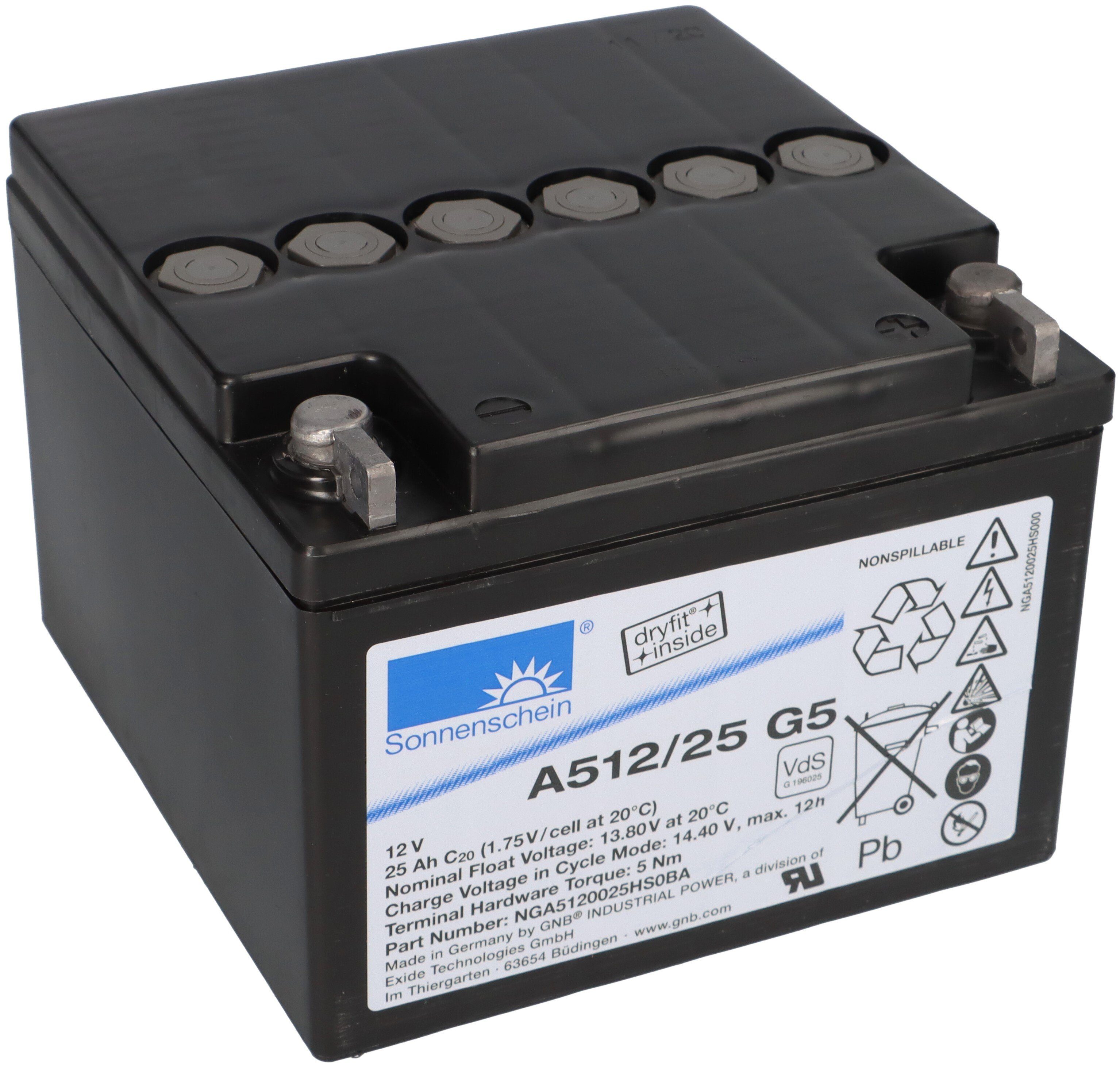 Exide Sonnenschein Bleigel Akku 12V 25Ah Dryfit A512/25G5 VdS Zulassung Bleiakkus