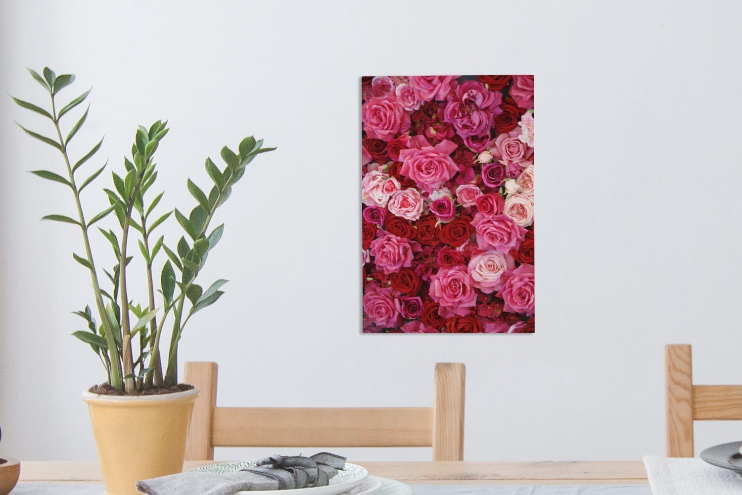 Rot, Leinwandbild OneMillionCanvasses® - Gemälde, fertig Zackenaufhänger, Leinwandbild (1 20x30 bespannt Rosa St), inkl. Rosen - cm