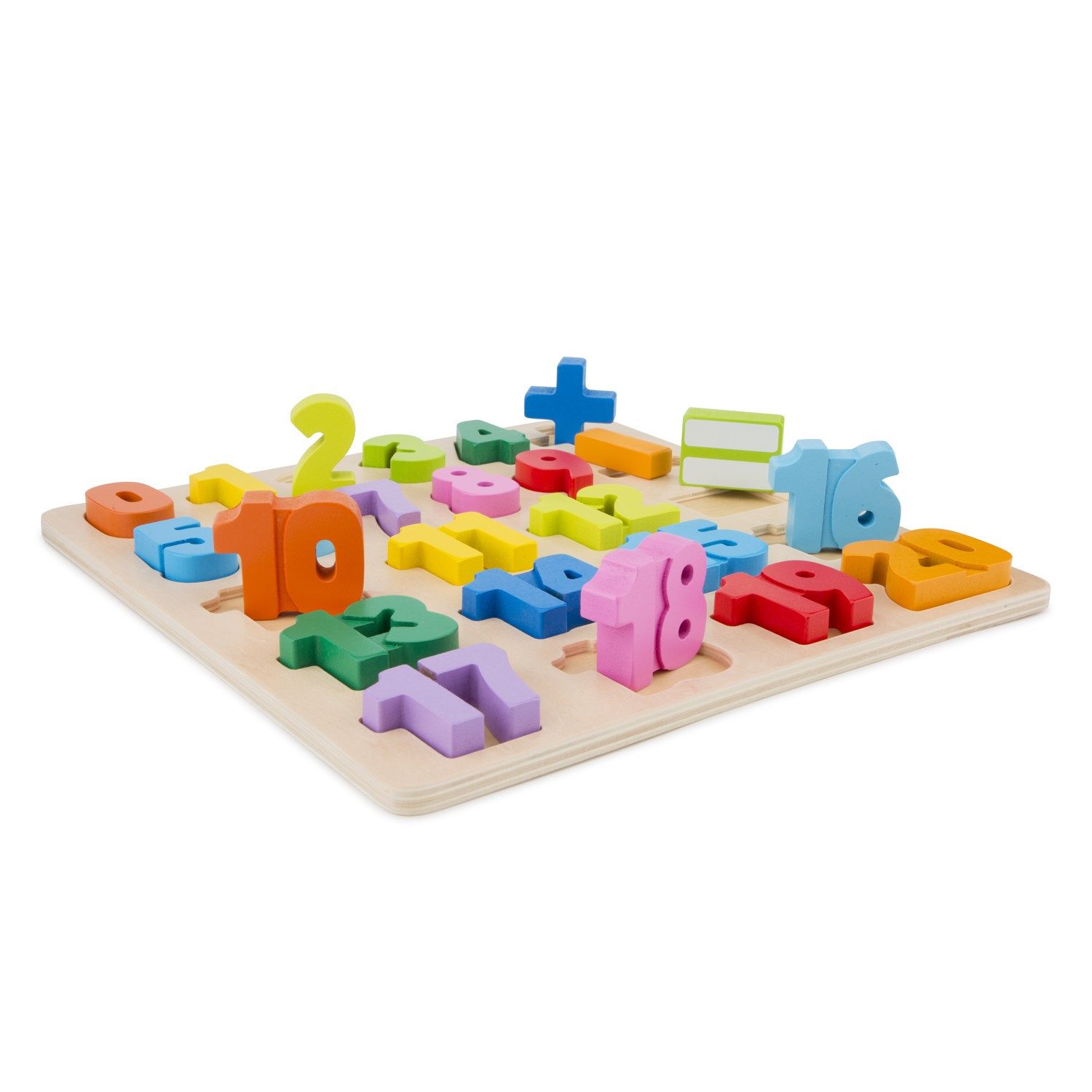 New Classic Toys® Steckpuzzle Zahlenpuzzle, Holzpuzzle mit Zahlen 0-20, 24 Puzzleteile, Lernspielzeug aus Holz, Zählen und Rechnen lernen
