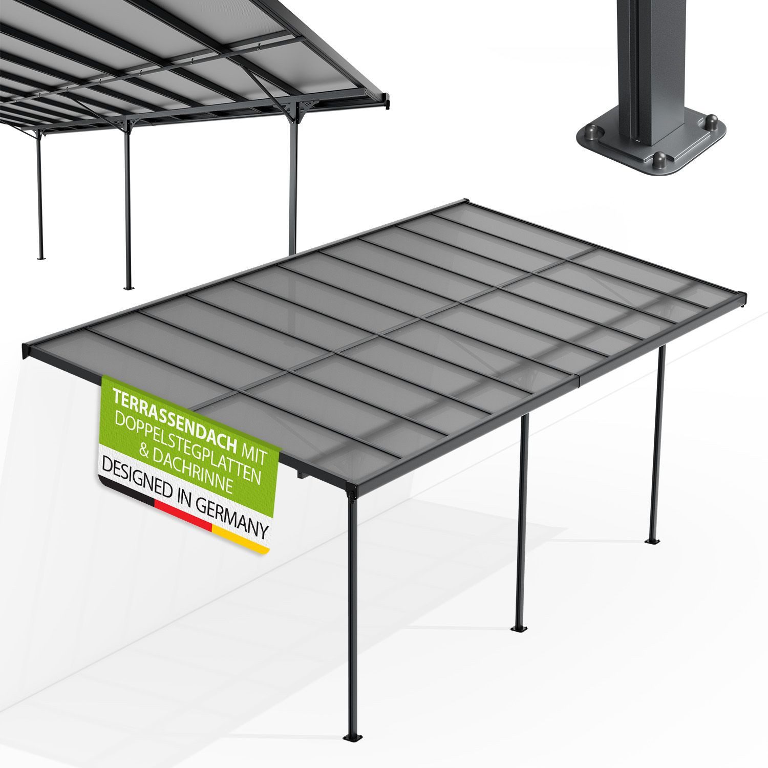 Juskys Terrassendach Borneo, BxT: 618x303 cm, 6x3 m, Regen- und Sonnenschutz, lichtdurchlässig, UV-Schutzfolie
