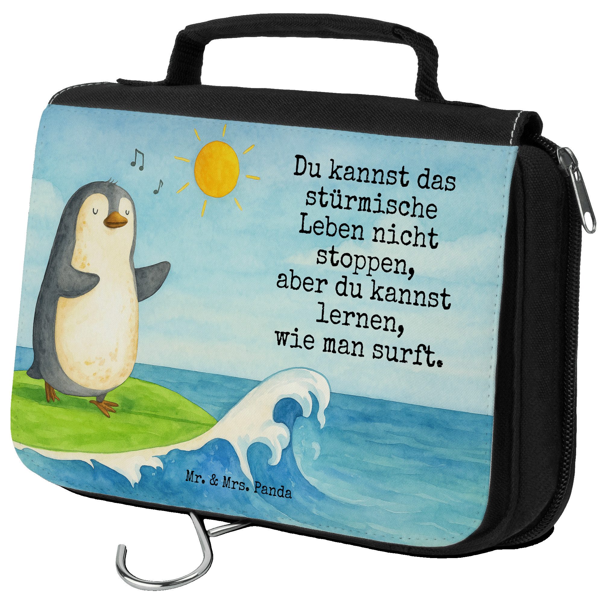 Kulturbeutel Pinguin Surfer Design, badtasche, Weiß, Kosmetikbeutel, beautycase, P