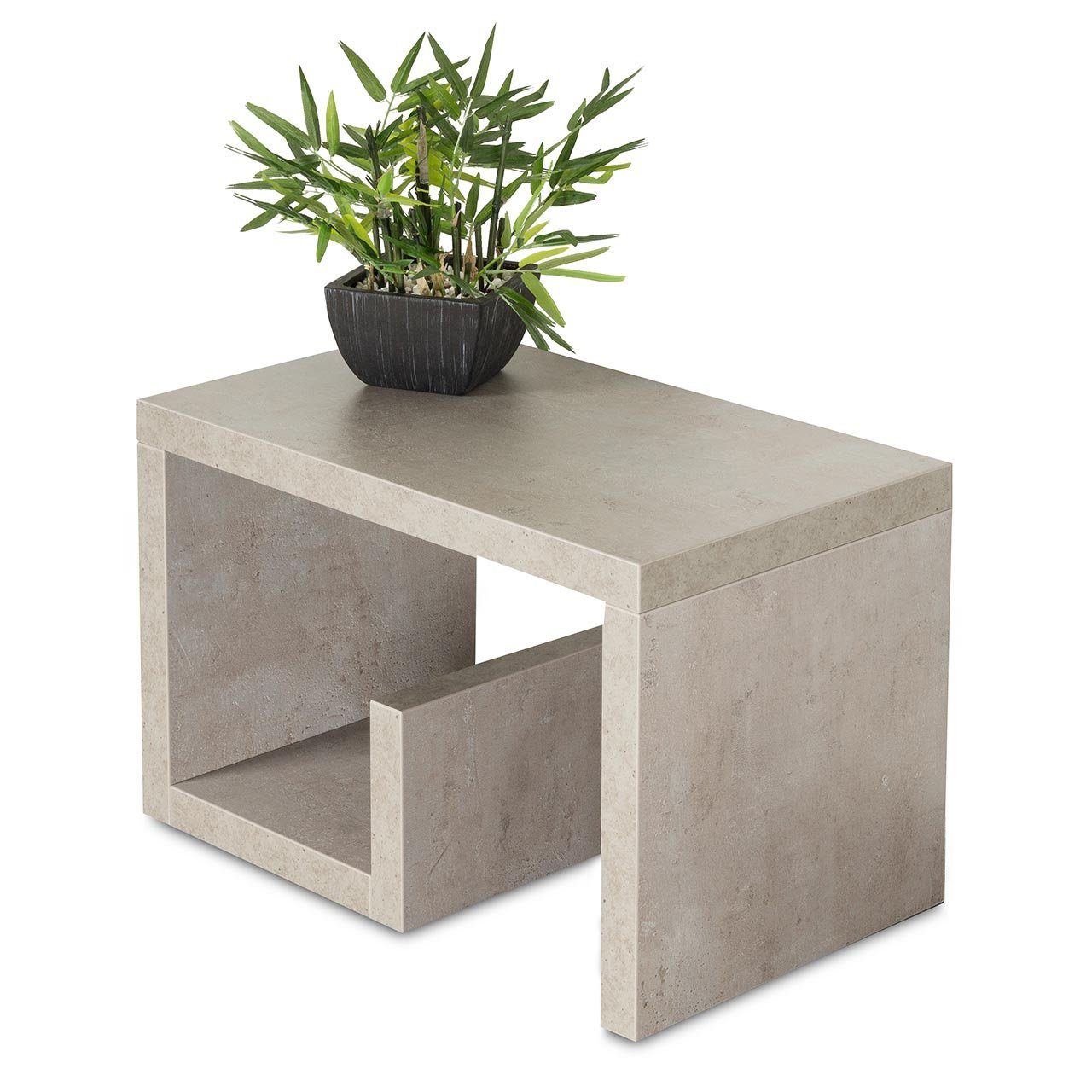 Levandeo® Couchtisch, Couchtisch Gustav 59x36x37cm Betonoptik günstig online kaufen