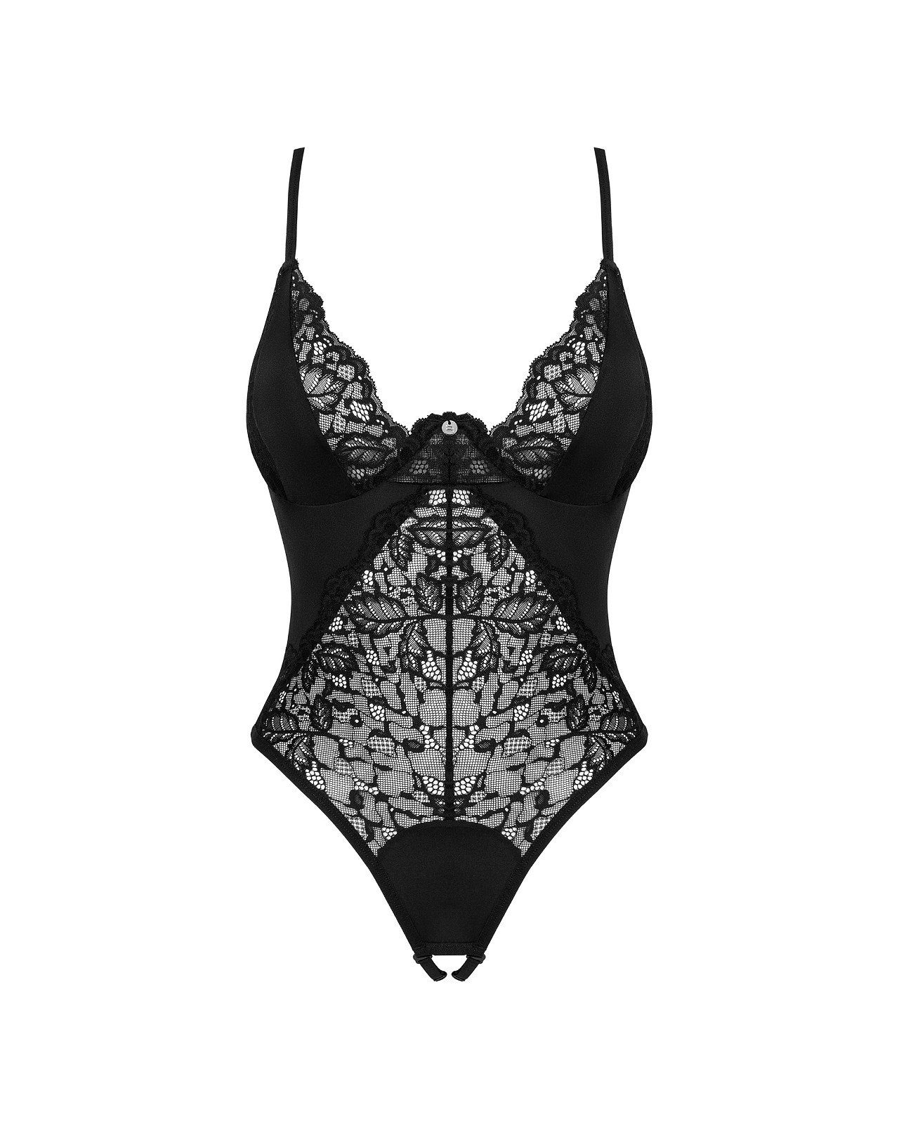 Obsessive Body Bellastia Body mit Spitze - schwarz (1-tlg) transparent