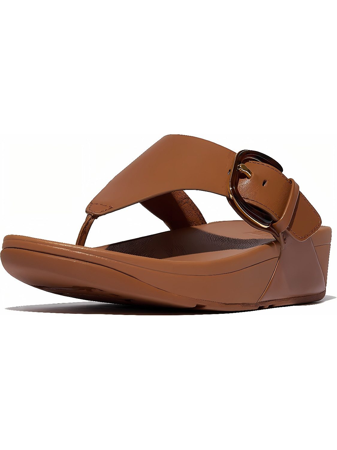 Lulu Resin-Buckle Leather Toe-Post Sandals Sandale