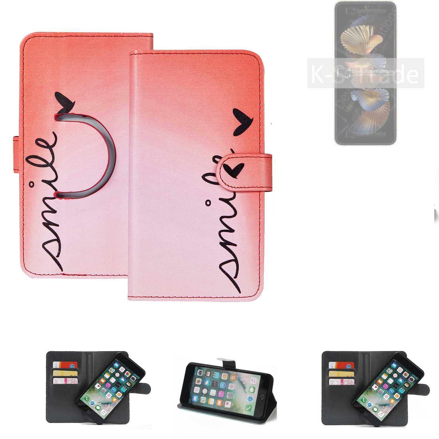 K-S-Trade Handyhülle für Samsung W25 Flip, Schutzhülle Handyhülle Hülle cover bookstyle Etui “smile“