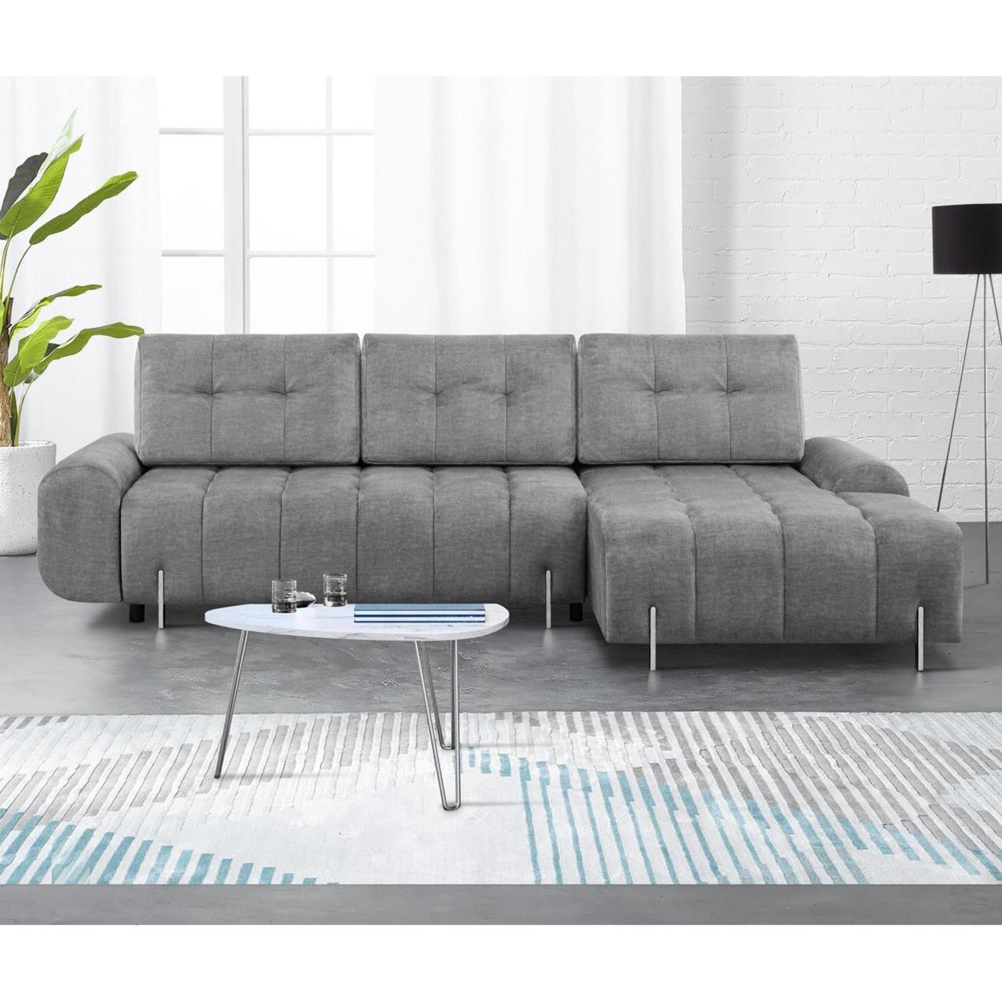 Beautysofa Polsterecke Carry, links oder rechts, L-From Ecksofa, Couch mit Bettkasten + Schlaffunktion, für Wohnzimmer Dunkelgrau (vogue 15)