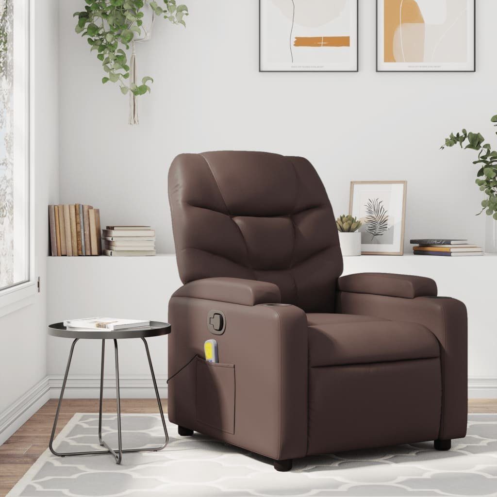 vidaXL Sessel Massagesessel Braun Kunstleder (1-St) günstig online kaufen