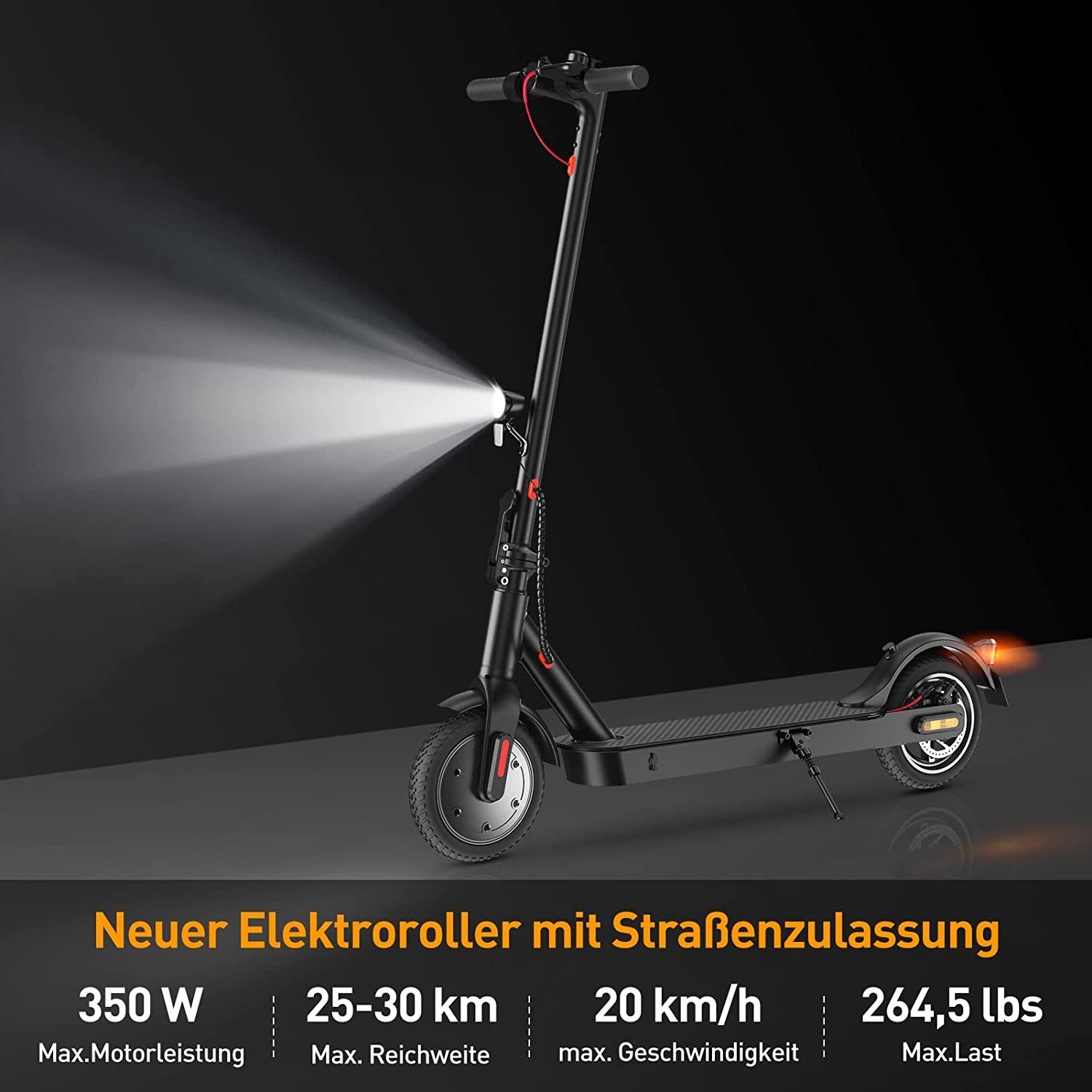 30km E-roller Zoll Max Straßenzulassung W, E-Scooter ABE, mit Erwachsene Wabenreifen,Duales app Mit LED, Scooter 8,5 Elektro mit Bremssystem 20,00 Scooter für E km/h, WILGOON 350,00
