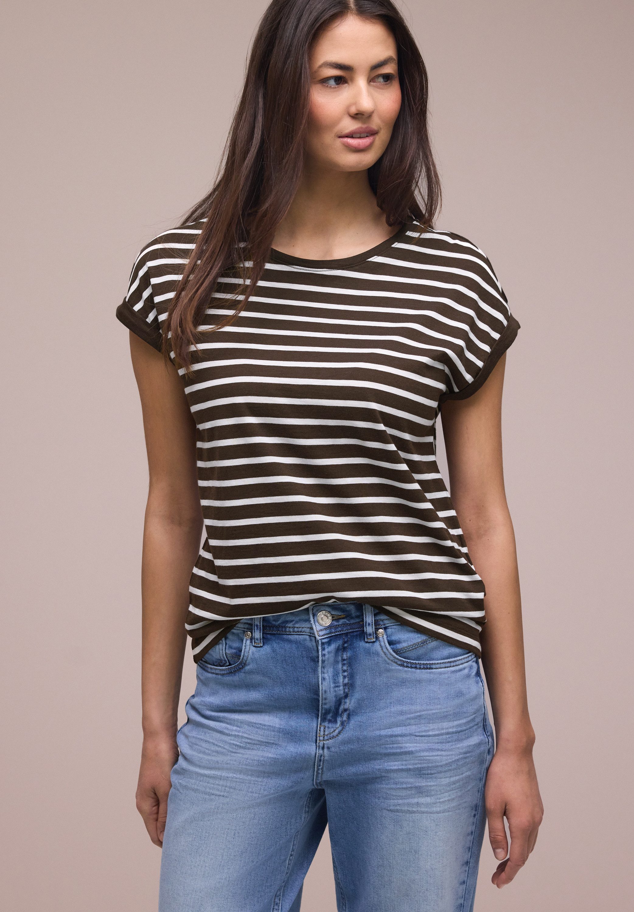 STREET ONE T-Shirt mit Streifen Muster günstig online kaufen