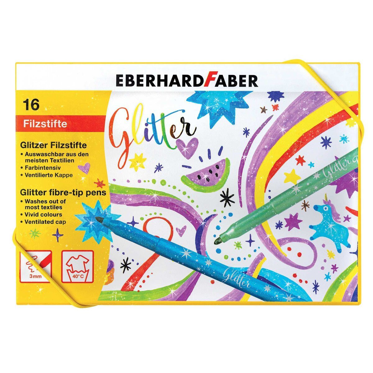 Eberhard Faber Filzstift Fasermaler Glitzer - 16er Kartonbox sortiert.