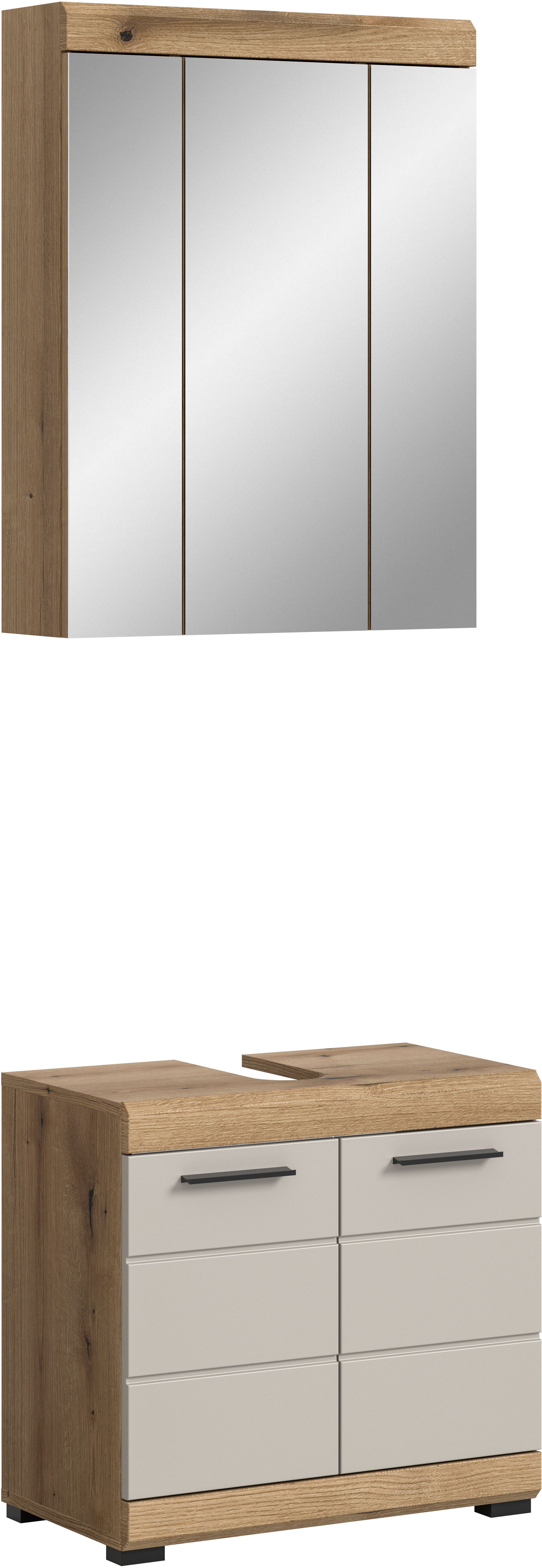 welltime Badmöbel-Set SIENA, 2 tlg., bestehend aus: Waschbeckenunterschrank, Spiegelschrank, (Set, 2-St., TOPSELLER), in verschiedenen Farben erhältlich, Badmöbel, Kombination, Badezimmer