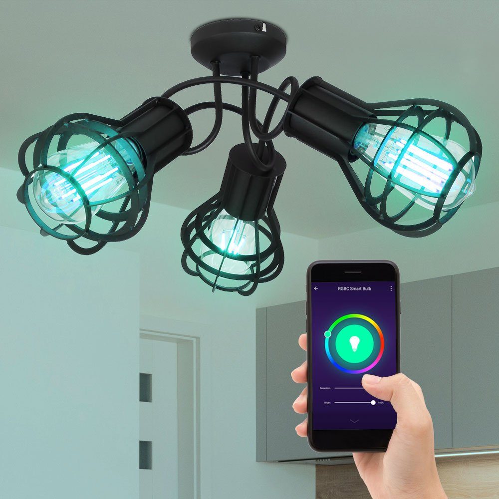 etc-shop Smarte LED-Leuchte, Smart Home Gitter Decken Leuchte Alexa