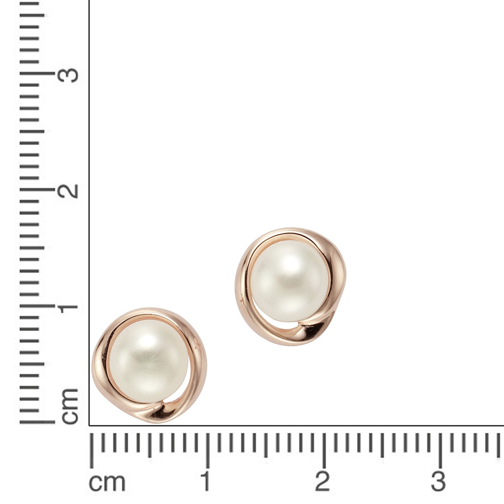 Zeeme Paar Ohrstecker Silber 925 rosé-vergoldet mit weißer Perle 6mm günstig online kaufen