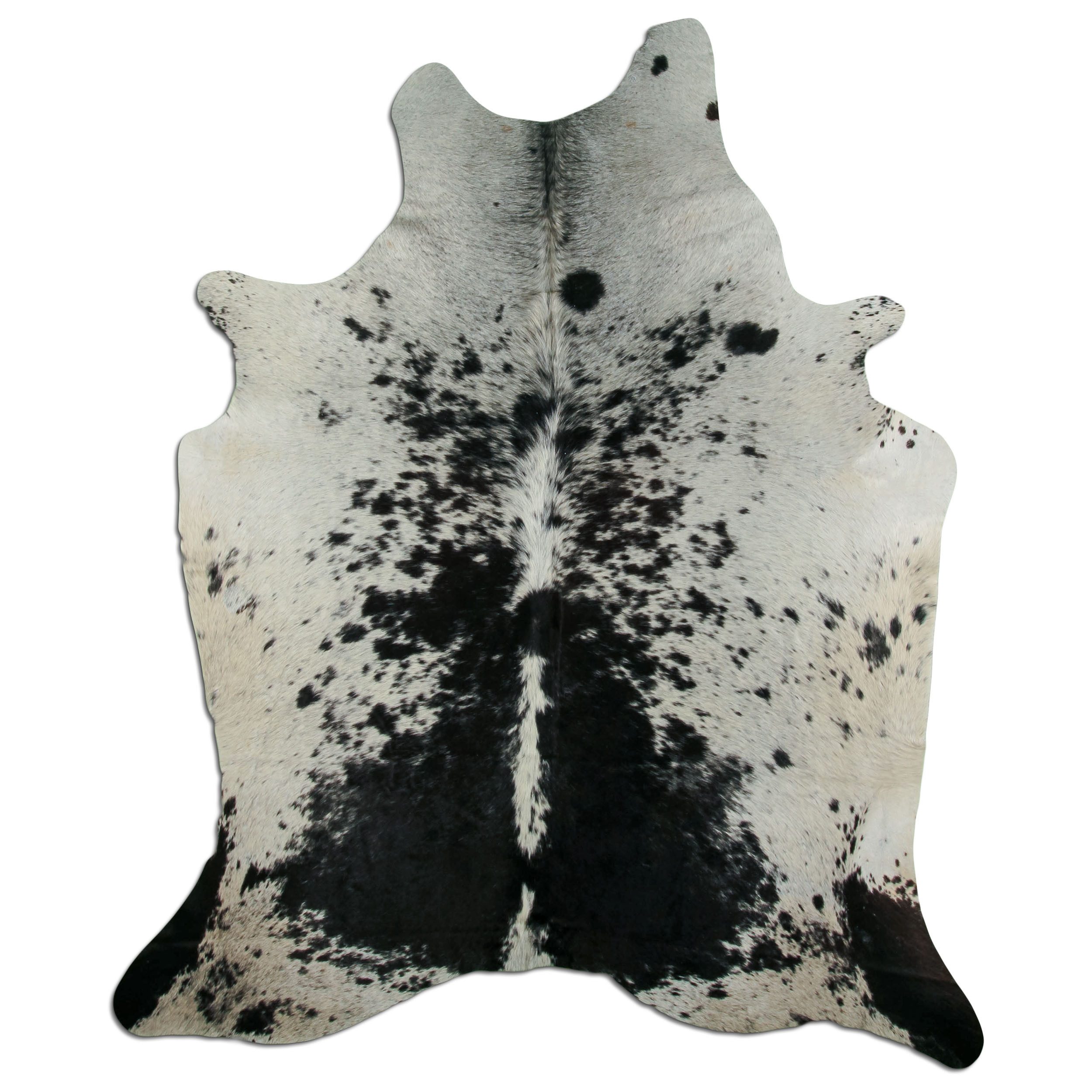 Livorio Fellteppich L185 x B235 cm - weiß schwarz, Kuhfell, Premium Kuhfell Teppich, Rinderfell, Echtfell