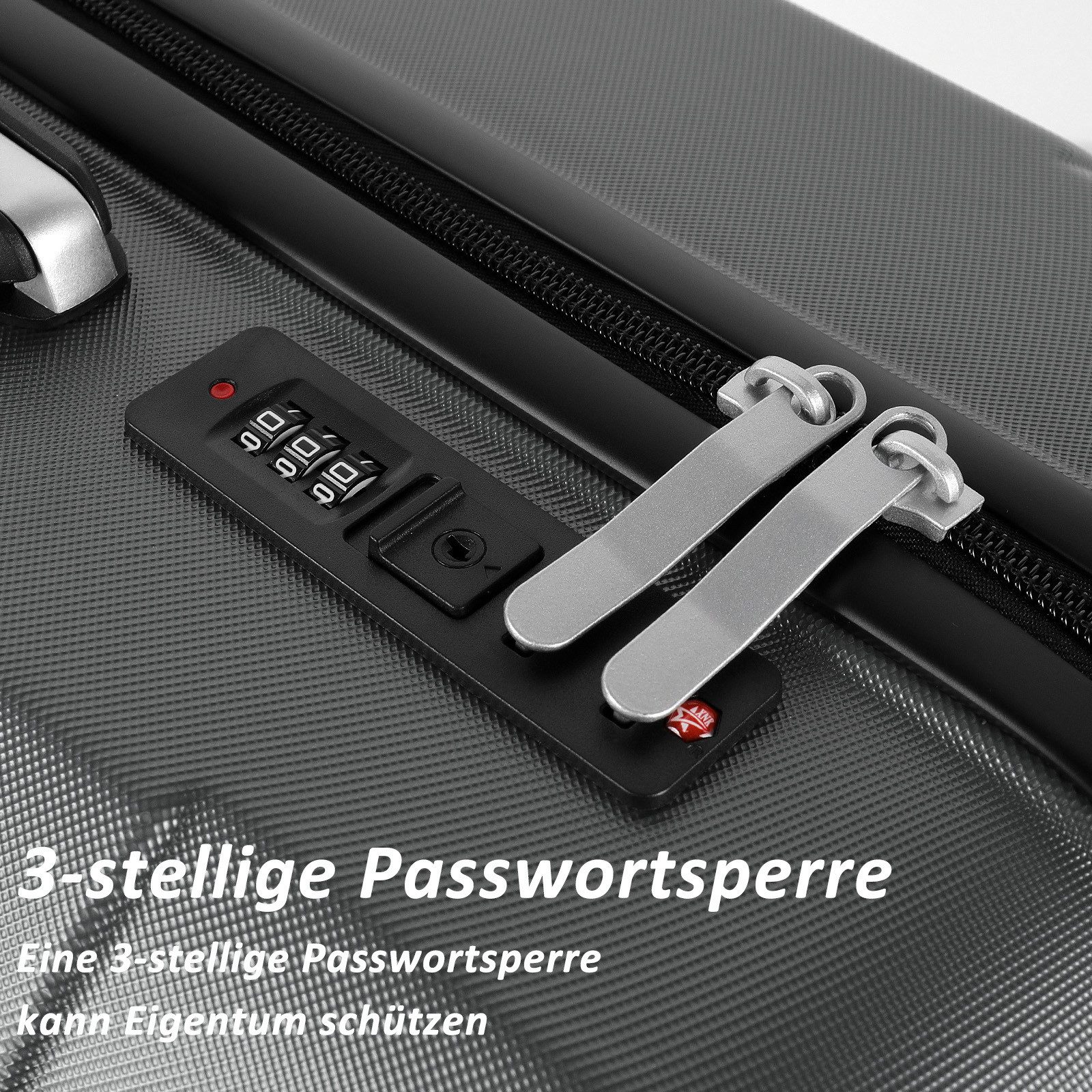 TAN.TOMI Kofferset Hartschale Trolley Koffer Leicht Reisekoffer ABS Erweiterbar Haltbar, 4 Rollen, Mit Zahlenschloss Trolley Handgepäck Große Kapazität 4 Rollen