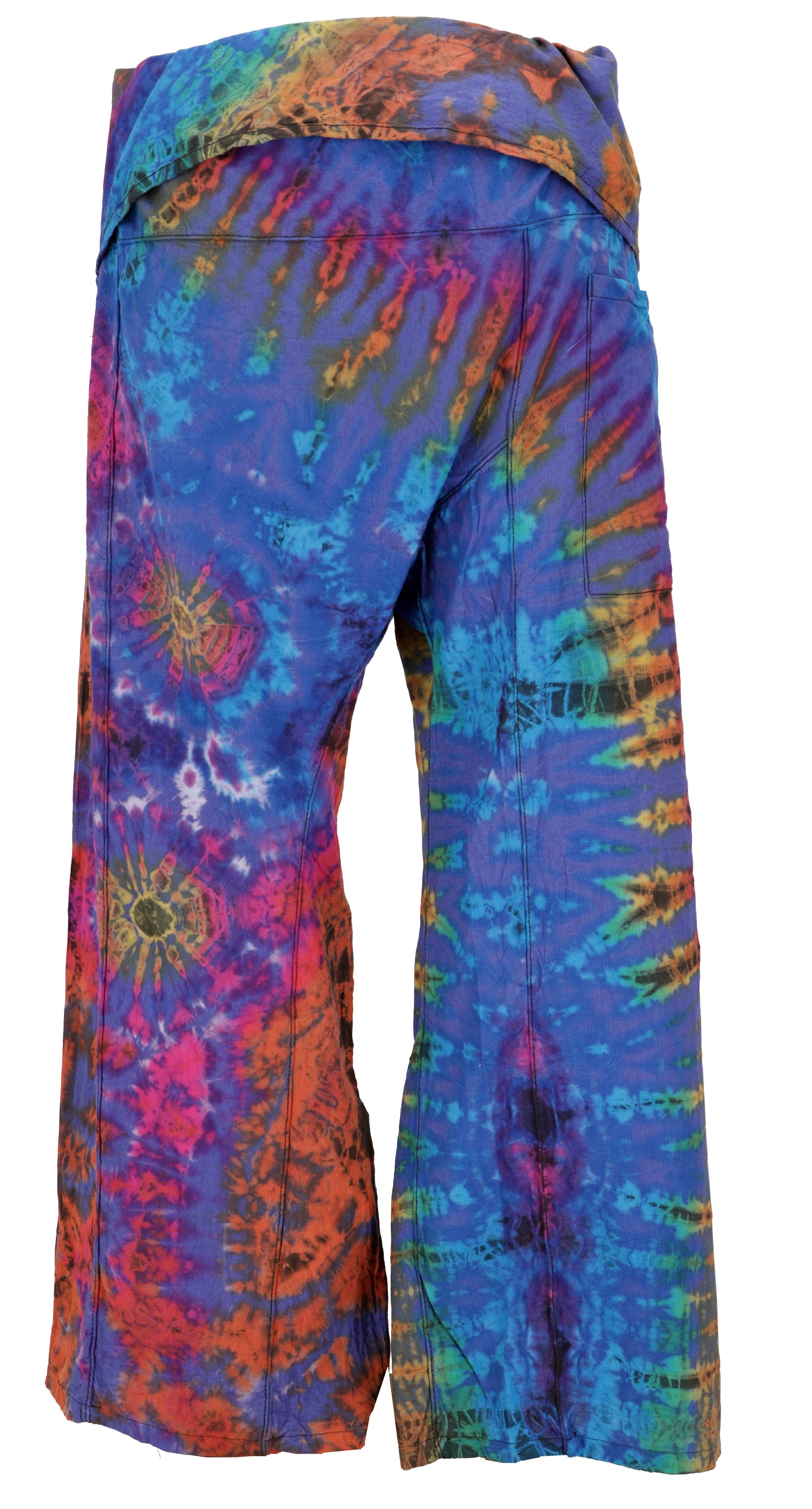 Thai alternative Guru-Shop Relaxhose Ethno aus Style, Fischerhose Batik blau/bunt Baumwolle,.. Bekleidung