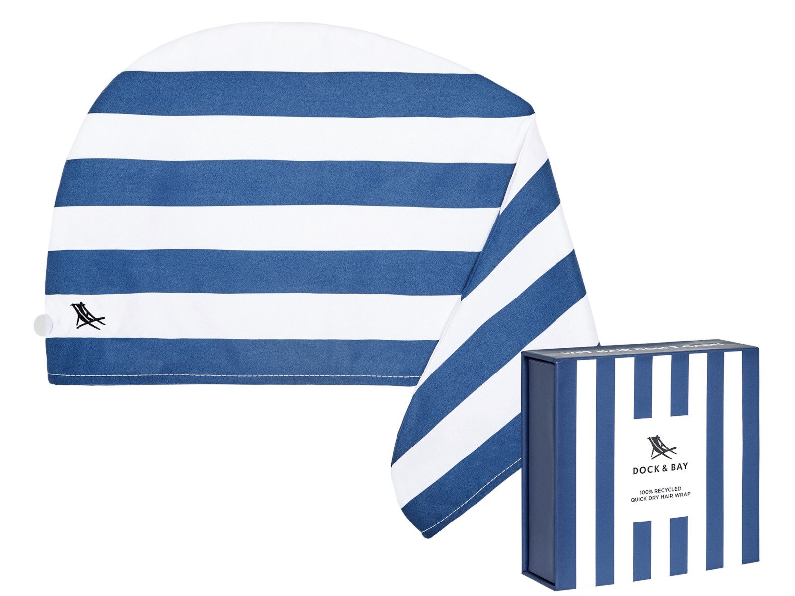 Dock & Bay LTD c/o Handtücher Hair Wraps One Size Whitsunday Blue 63x26cm, Polyester (HAIRW-CAB-NAVY-NB)