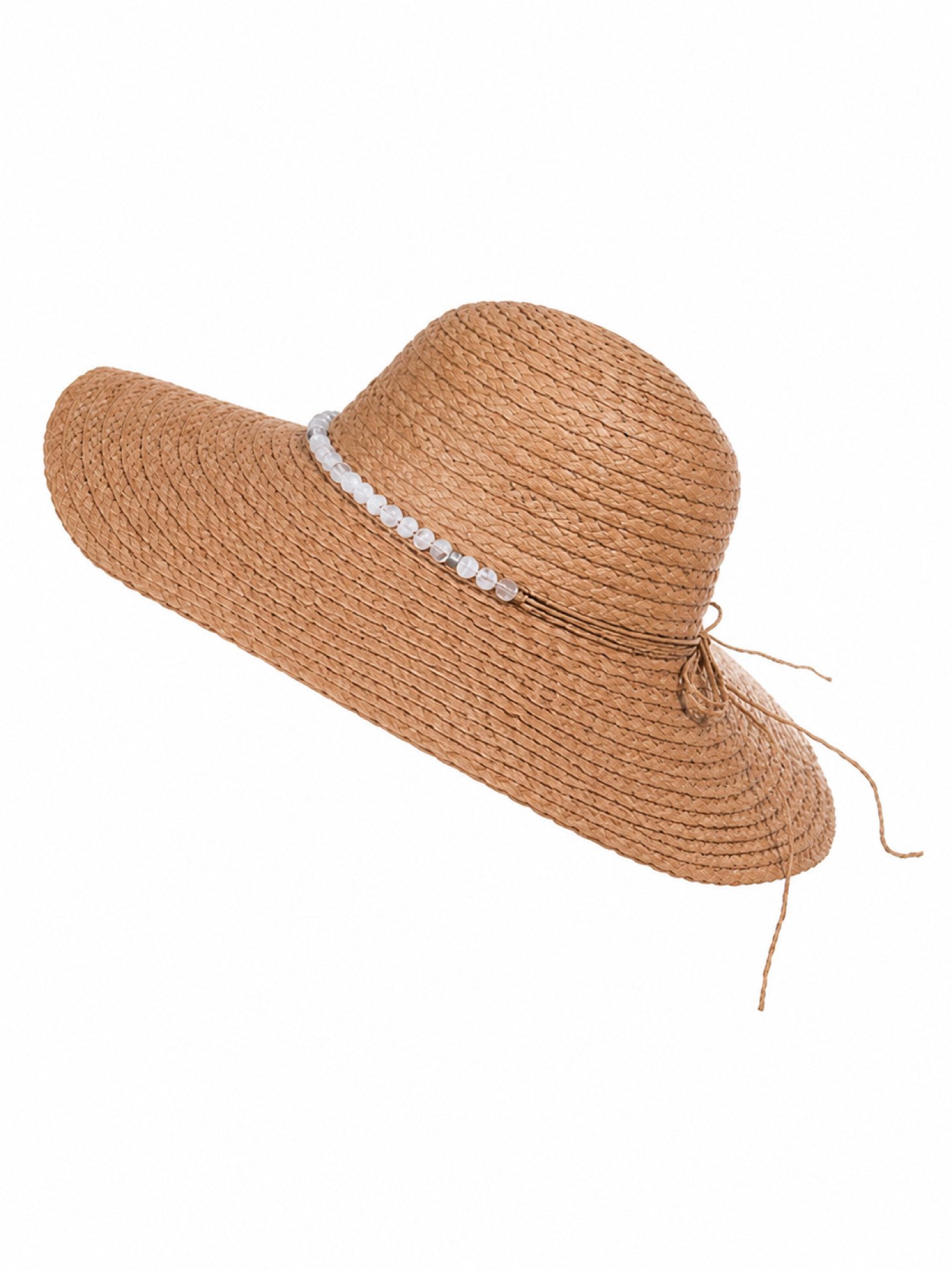 Brise Textil Sonnenhut Damenhut mit breiter Krempe und dekorativem Hutband Leicht, sommerlich, breite Krempe, Perlenband, Einheitsgröße