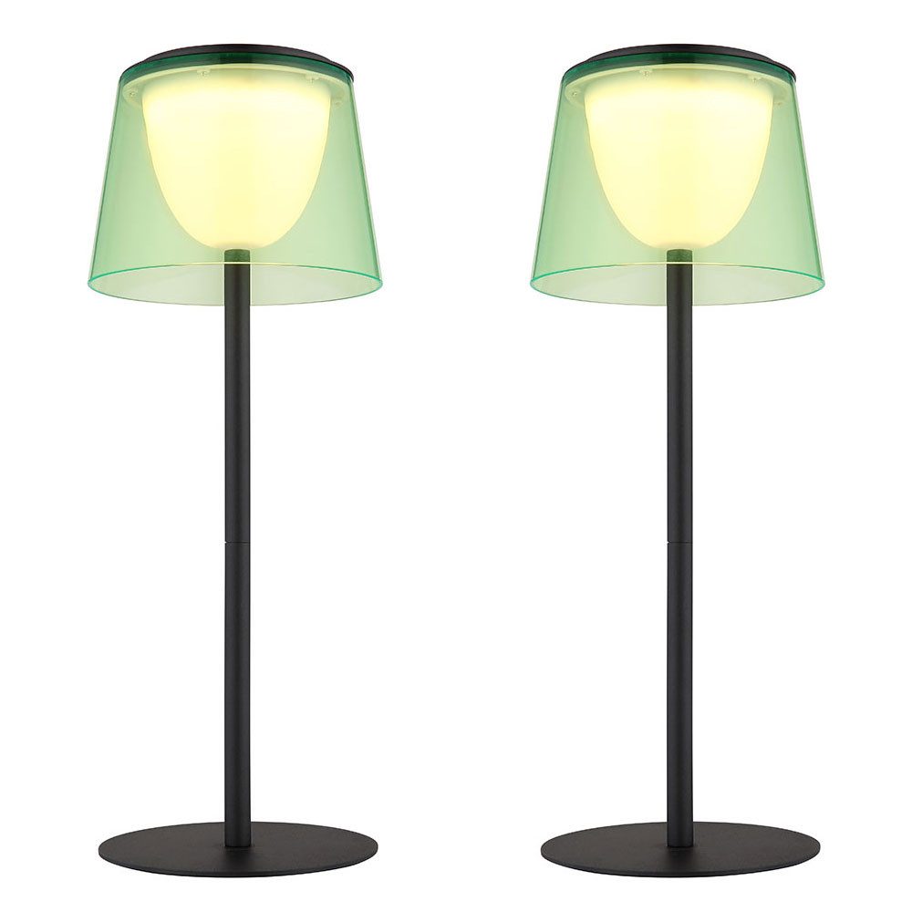 GLOBO LIGHTING LED Außen-Tischleuchte, LED-Leuchtmittel fest verbaut, Warmweiß, 2x Tischleuchte Außen Tischlampe LED Dimmbar Gartenlampe grün