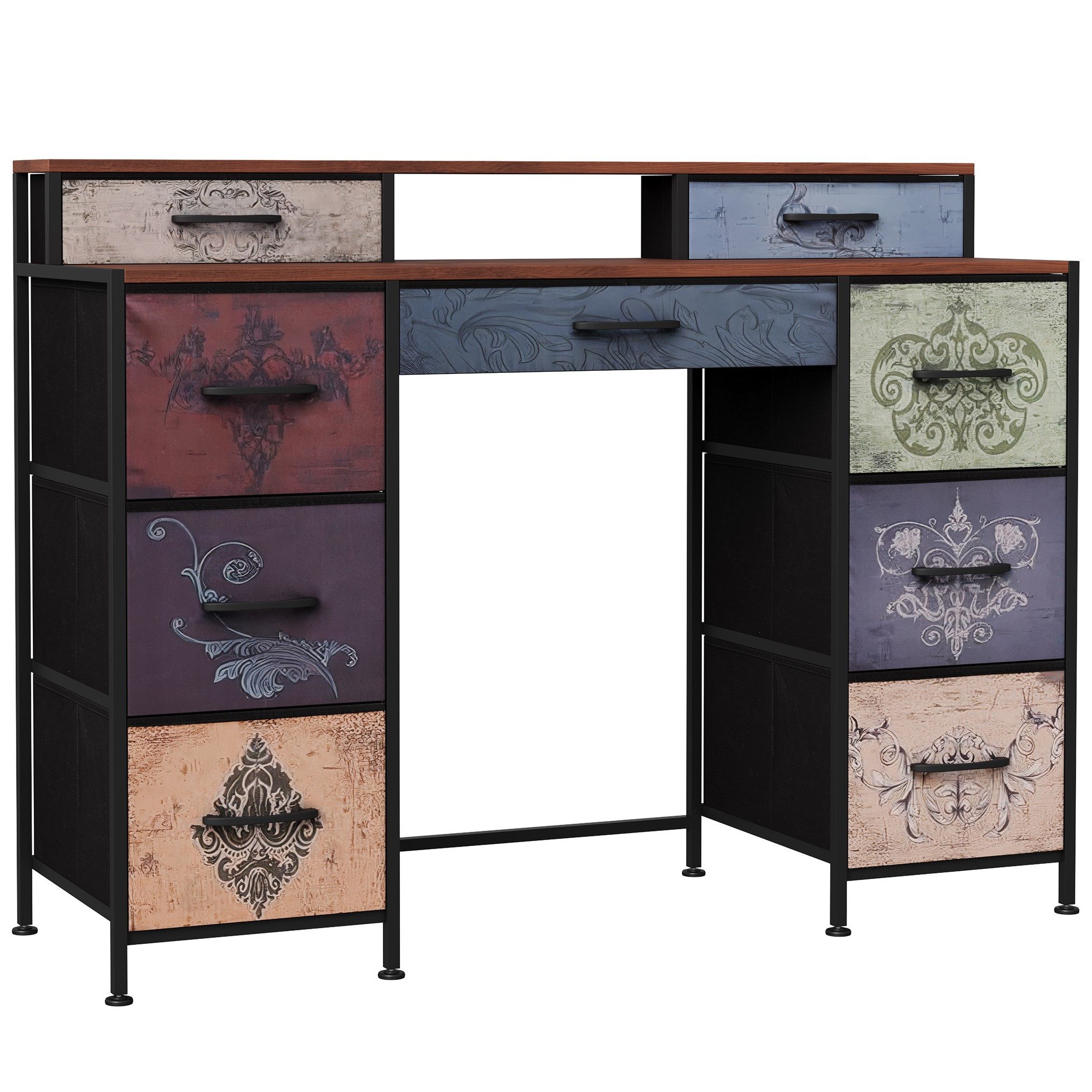 Furnishings Home Schminktisch Frisiertisch Schminkkommode Vintage mit 9 schubladen (1x Schminktisch), 121 x 40 x 91 cm, Nicht -Slip -Tischbein, mit Kippschutzvorrichtung