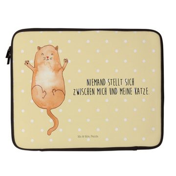 Mr. & Mrs. Panda Laptop-Hülle 20 x 28 cm Katze Umarmen - Gelb Pastell - Geschenk, Notebook Tasche, Für Reisen optimiert
