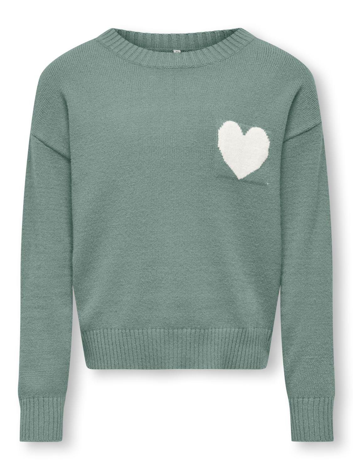 KIDS ONLY Strickpullover KOGLEVA LS HEART O-NECK CS KNT mit kleinem Herzen-Motiv auf der Brust