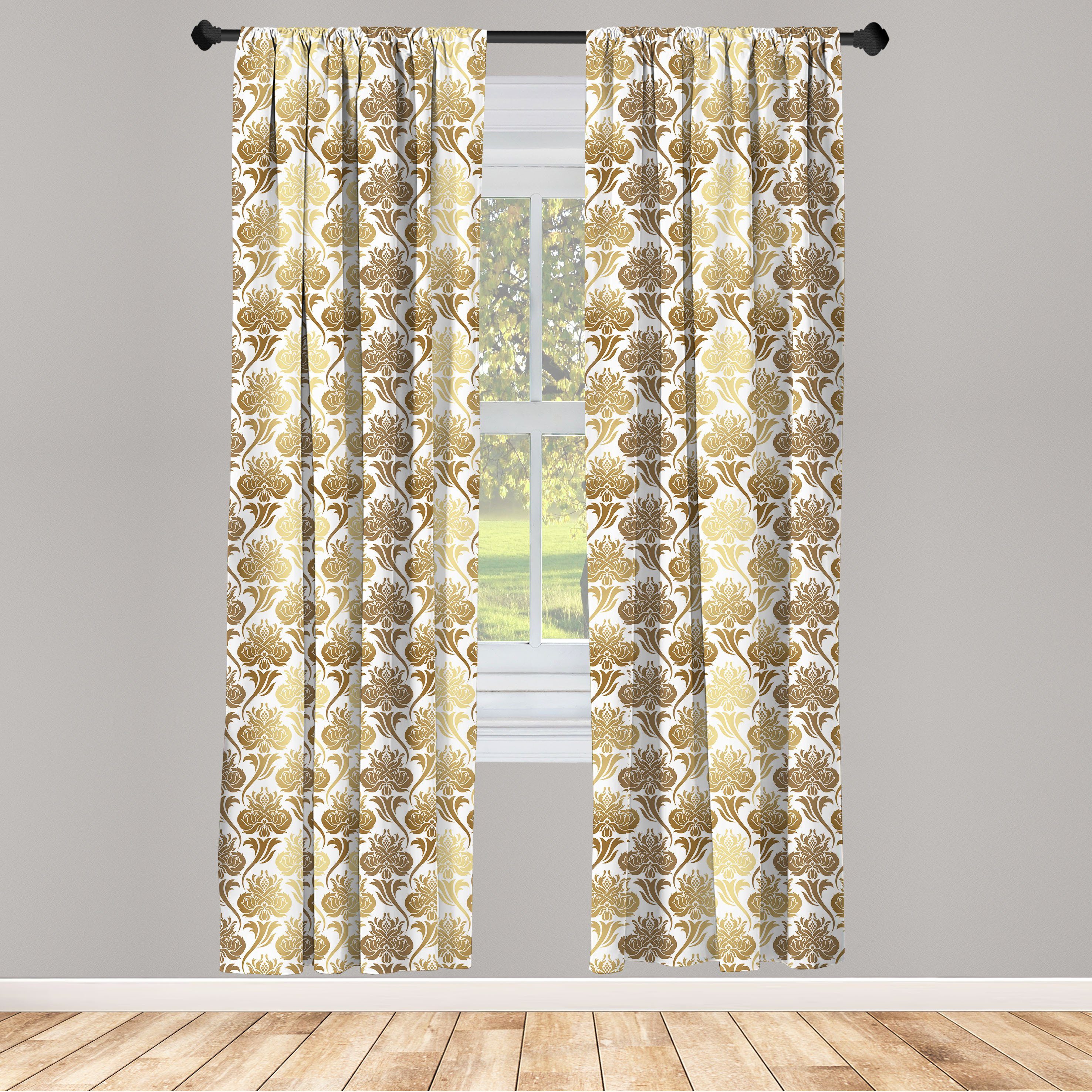 Gardine Vorhang für Wohnzimmer Schlafzimmer Dekor, Abakuhaus, Microfaser, Damast Ombre Abstract Floral