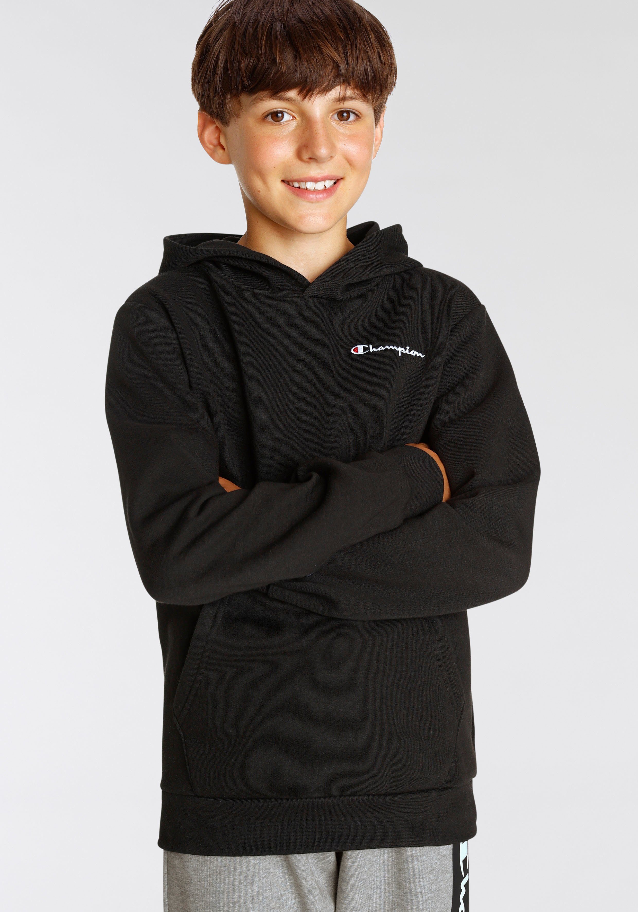 Kinder Logo Sweatshirt Classic Hooded schwarz Sweatshirt Champion - small für