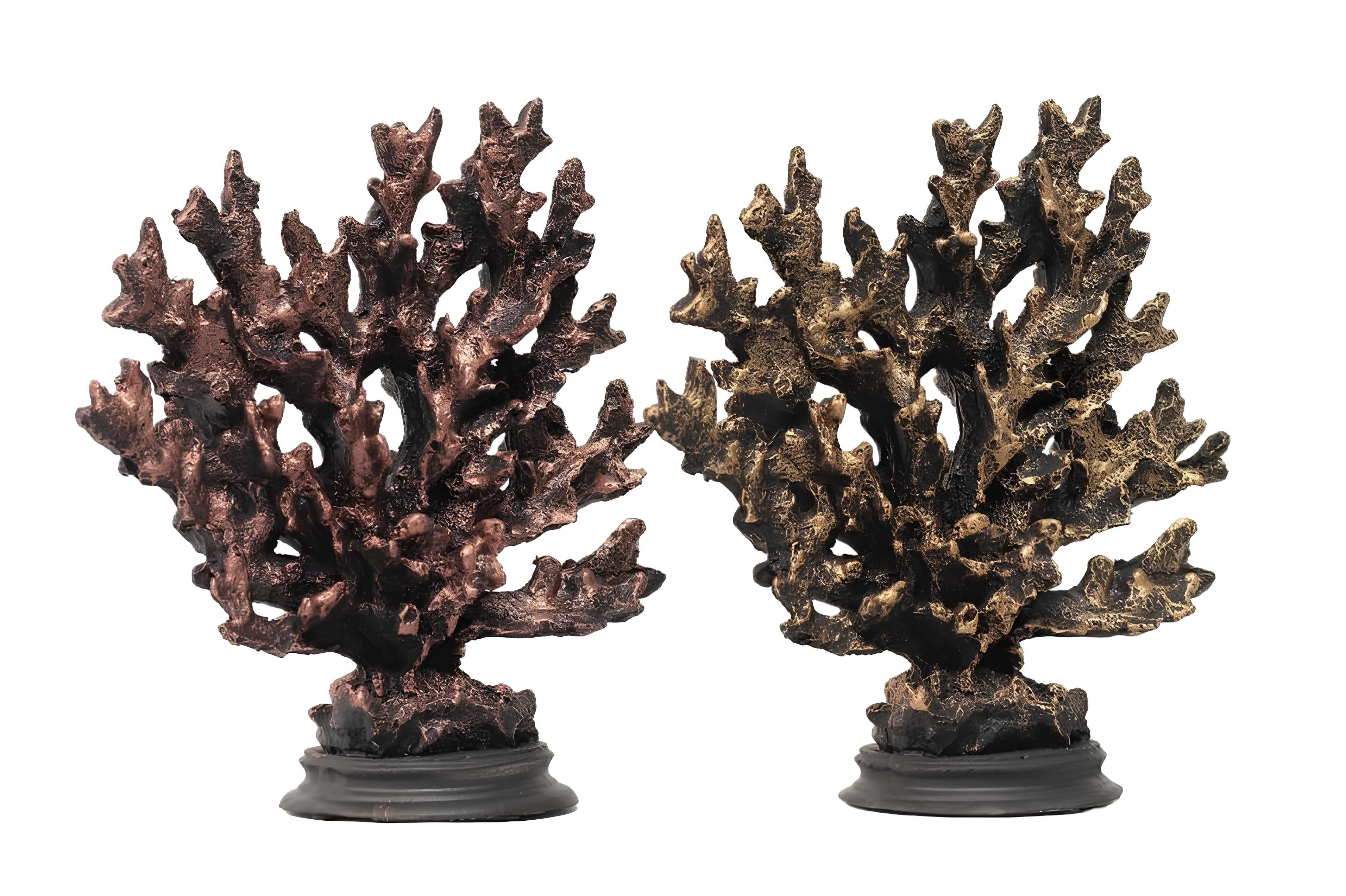 Xlmoebel Skulptur Zeitgemäße Dekoration - Deko-Figur im 2er-Set, Korallenmotiv, 24 cm (2 tlg.Skulpturen), Hergestellt in Europa