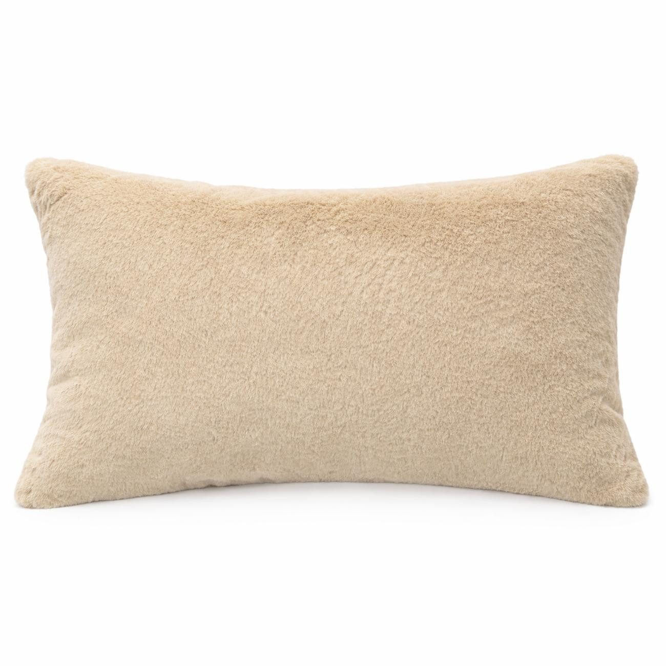 ANRO Dekokissen PLÜSCH Bär Schlicht Kunstfell Sofakissen Kuschelkissen Flauschig, sehr weich & kuschelig 30x50cm OHNE Füllung Uni-Einfarbig Beige