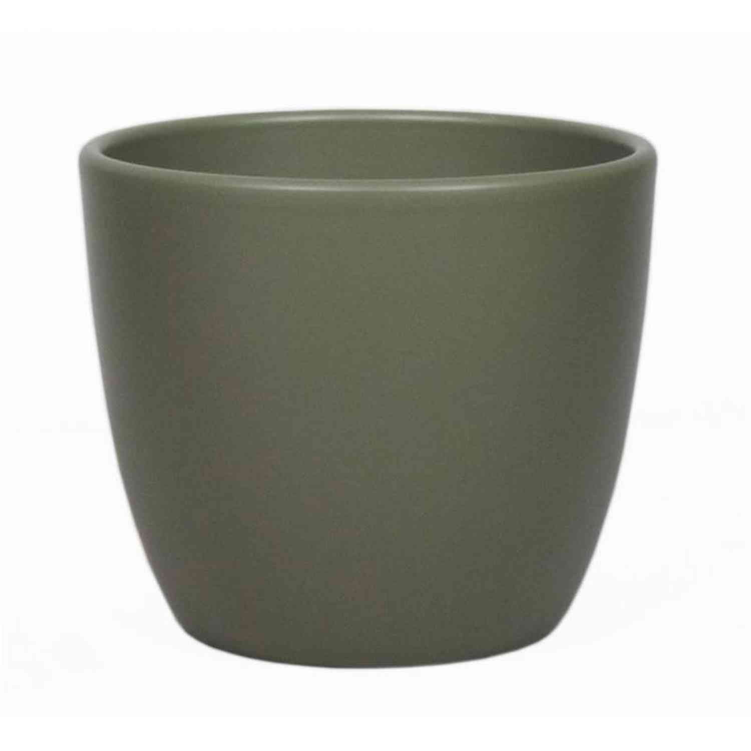 INNA-Glas Blumentopf Keramik Pflanztopf, Ø32cm, 27cm, olivgrün, matt