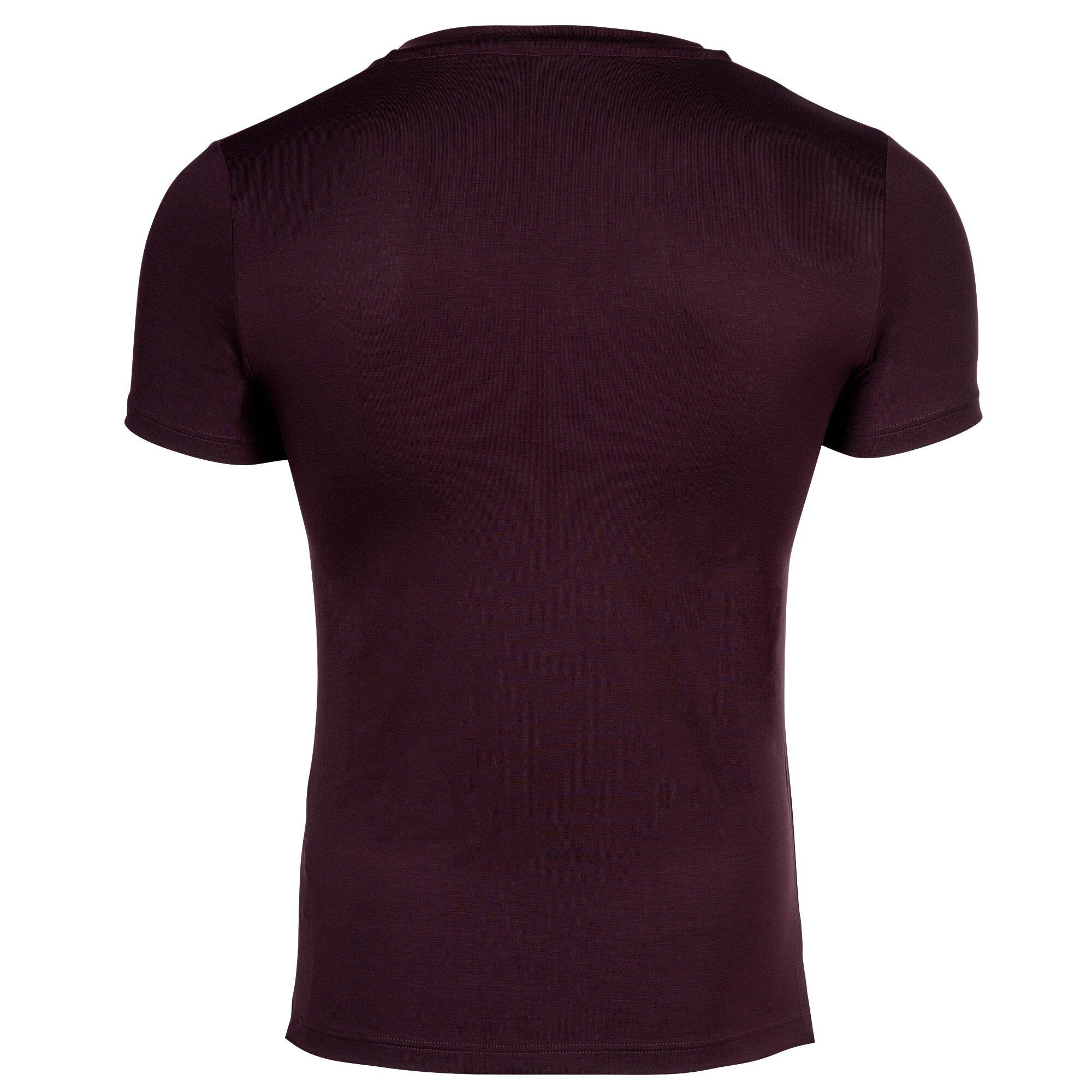 Hom T-Shirt Herren soft Neck T-Shirt Bordeaux Lyocell Tee-Shirt V - V