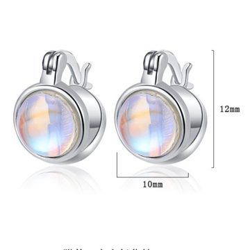 Fivejoy Paar Ohrhänger Mondstein-Ohrringe für Damen,Reif-Ohrringe, Runde Ohrringe (2-tlg), Kann zu Ihrem Lieblingsoutfit getragen werden