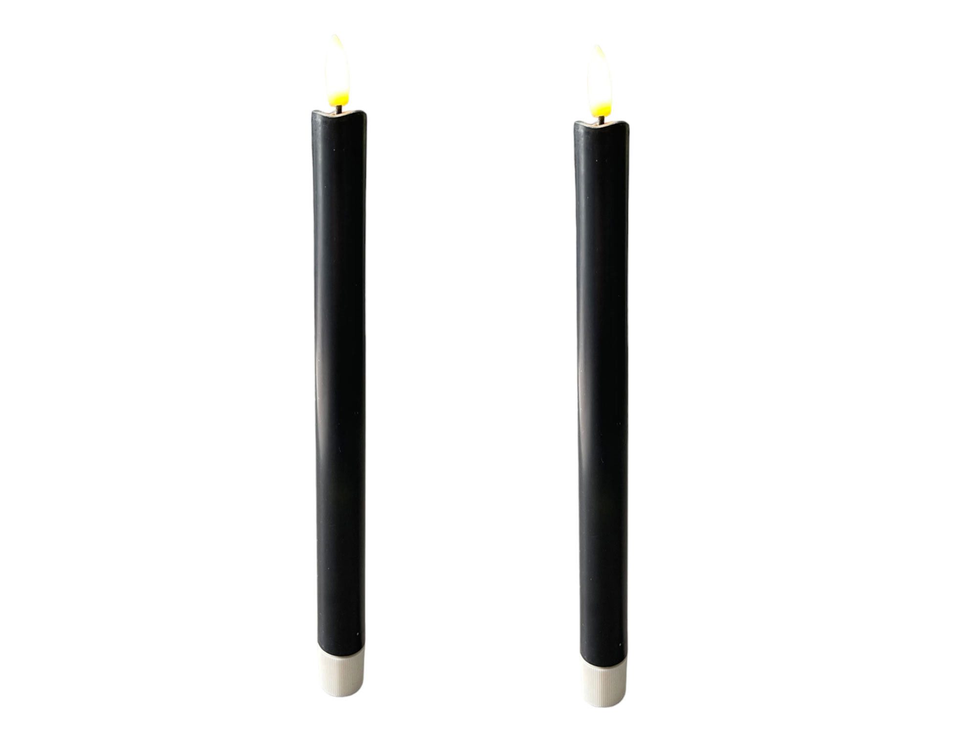 Coen Bakker Deco BV LED-Kerze (Set, 2-tlg), Stabkerzen schwarz 3D Flamme warmweiß 24cm