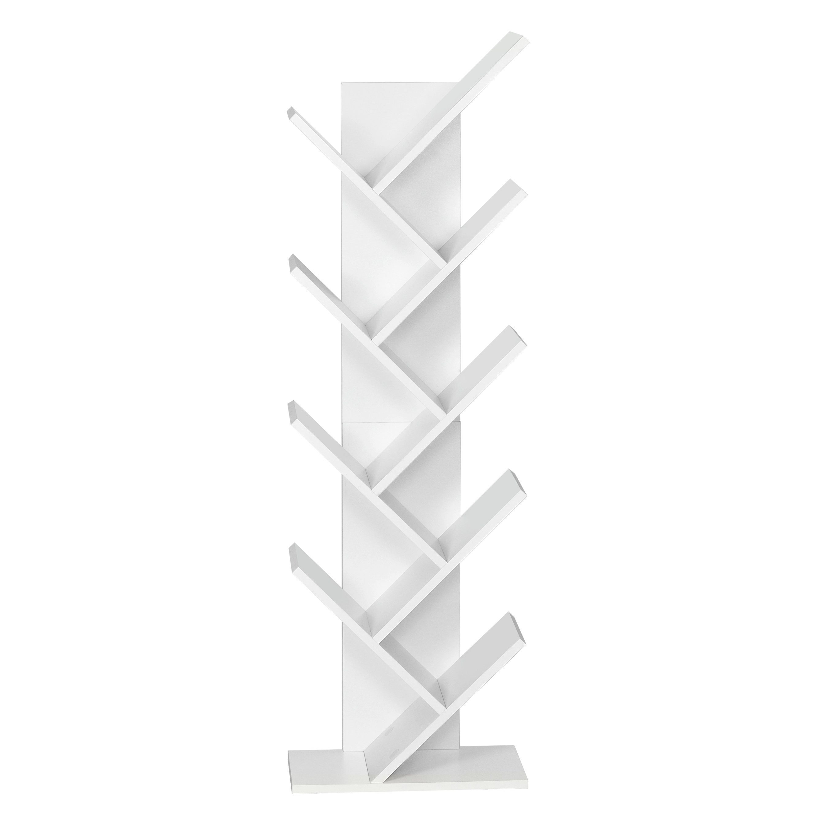 exquisites in Design einfaches Weiß Holz und Baumform lagiges, 9 aus Bücherregal Mondeer Bücherschrank, Platzsparen Würfelregal