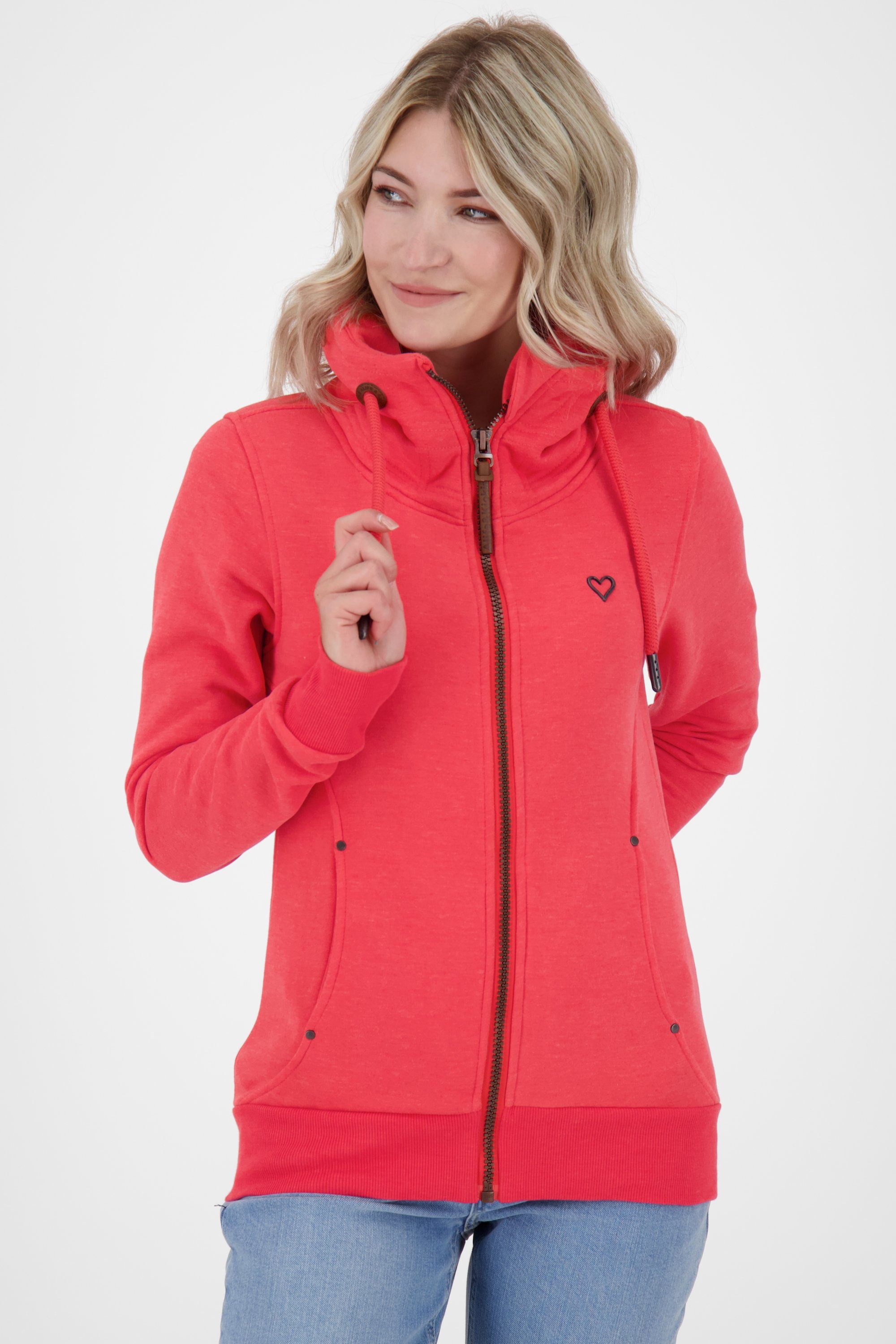 Mit bester Qualität! Alife & Kickin Kapuzensweatjacke Sweatjacket Damen melange VivianAK coral Kapuzensweatjacke, A Sweatjacke