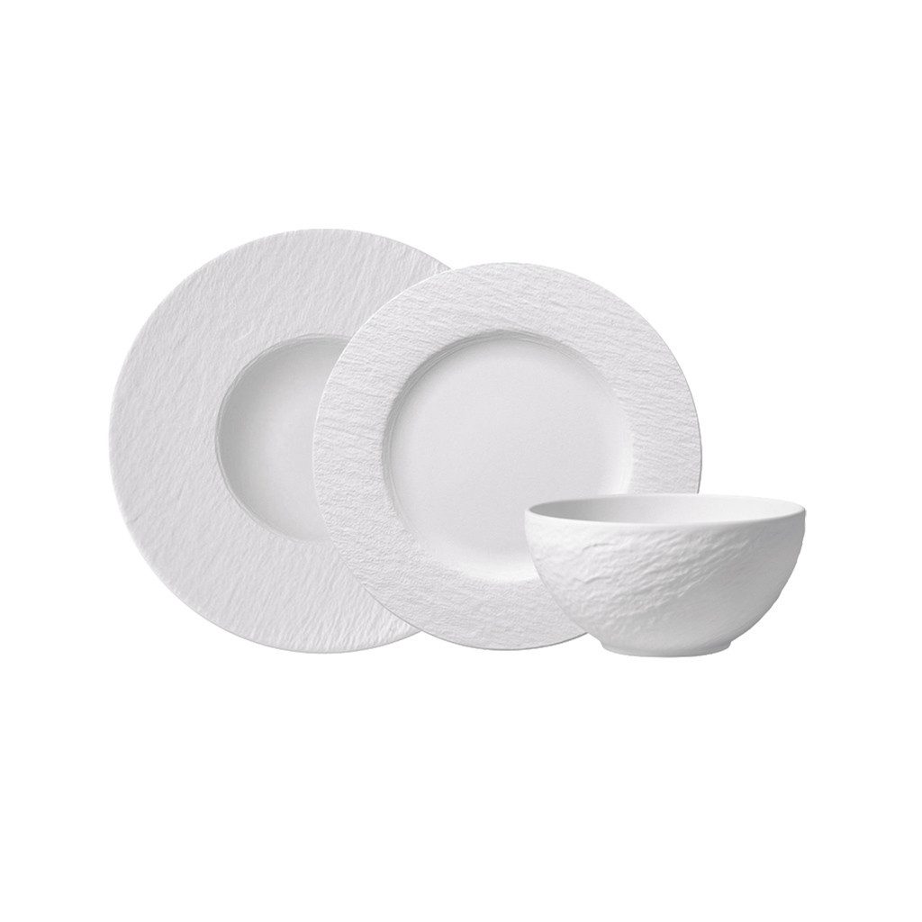 Villeroy & Boch Geschirr-Set Manufacture Rock blanc (6-tlg), 2 Personen, Fine China-Porzellan, Made in Germany, Fine China Porzellan