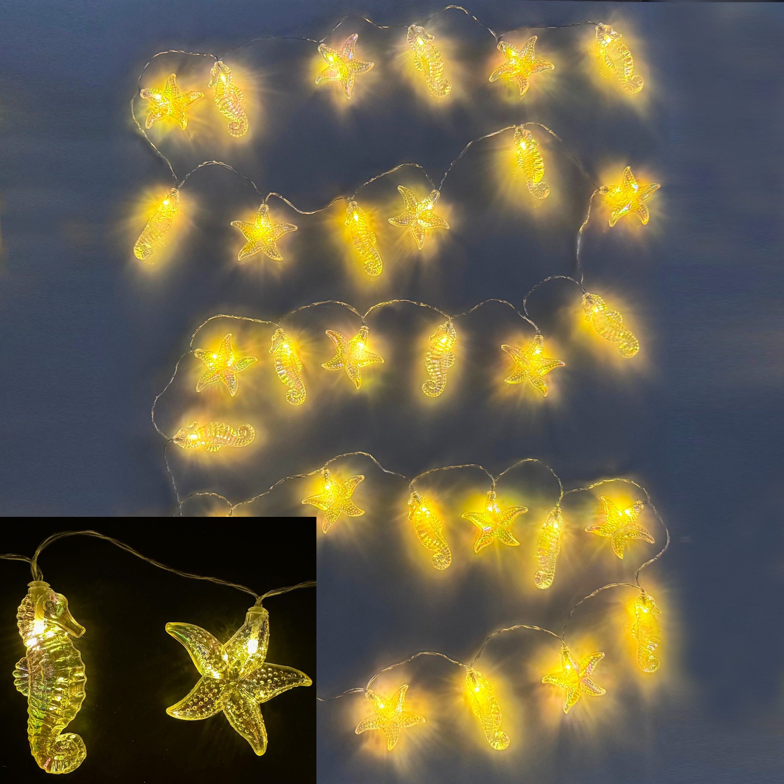 Online-Fuchs LED-Lichterkette mit Timer und 30 Seesternen und Seepferdchen günstig online kaufen