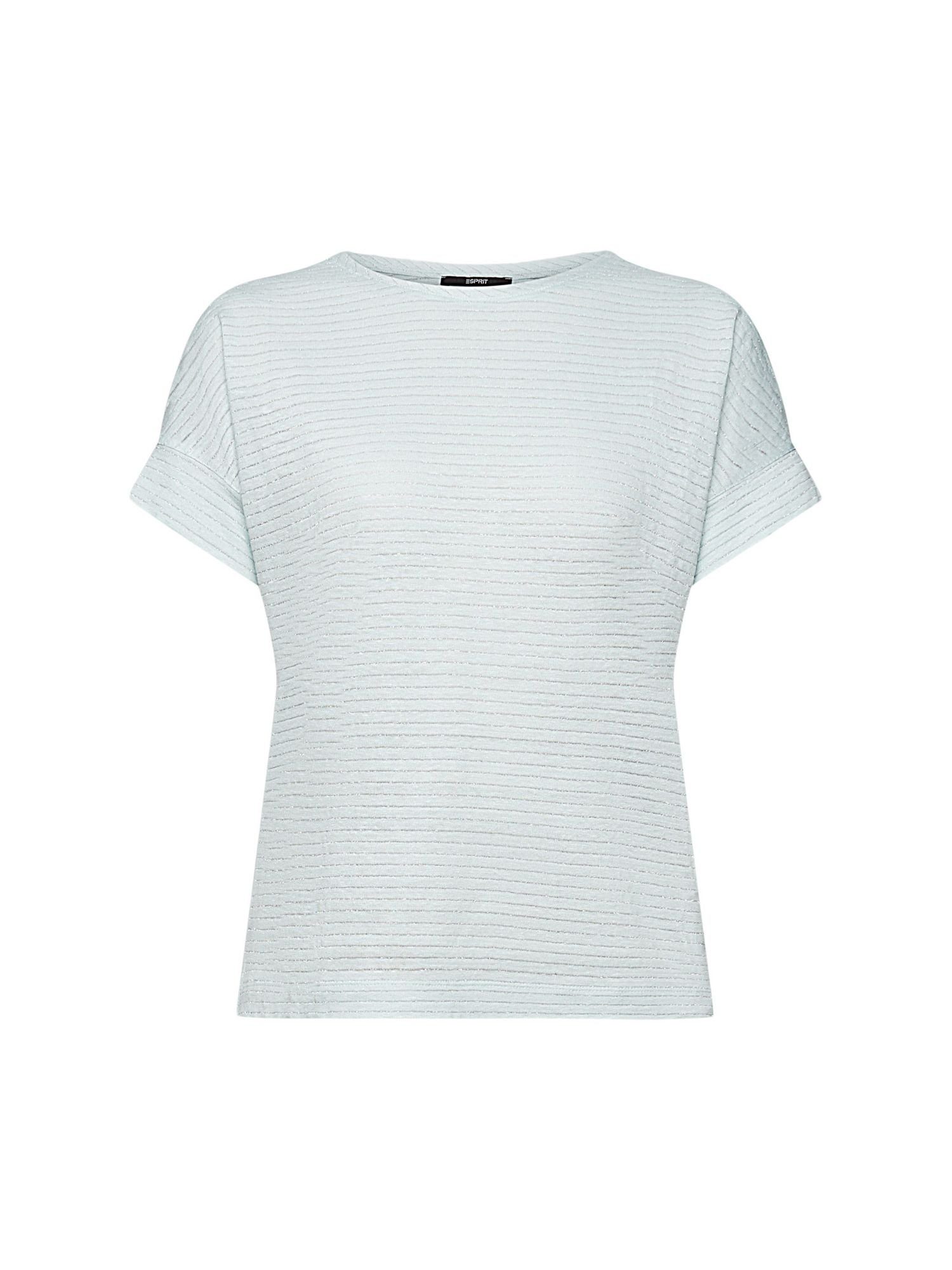 Esprit Collection T-Shirt Leinen-T-Shirt mit Glitzerstreifen (1-tlg) LIGHT AQUA GREEN