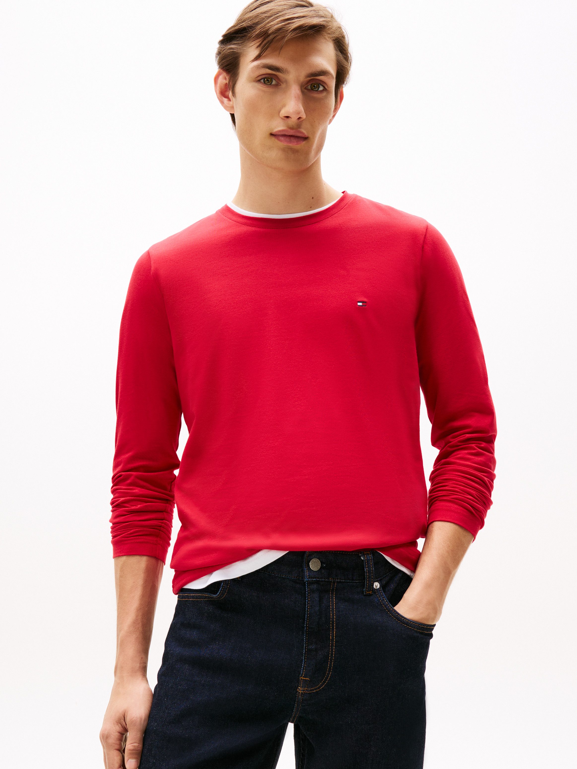 Tommy Hilfiger Langarmshirt STRETCH SLIM FIT LONG SLEEVE aus Baumwollstretch